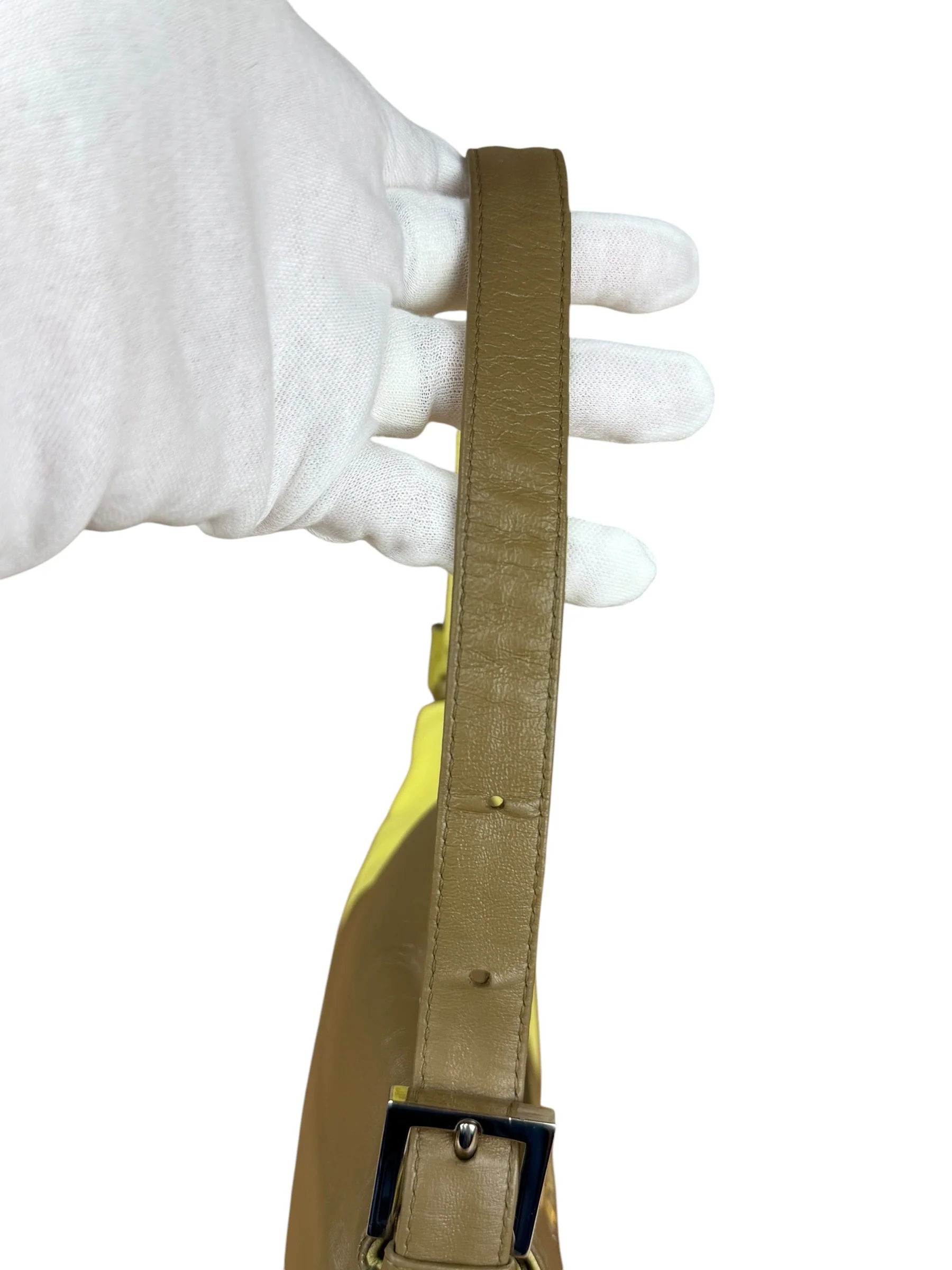 Fendi Yellow Wave Buckle Leather Baguette - Image 8