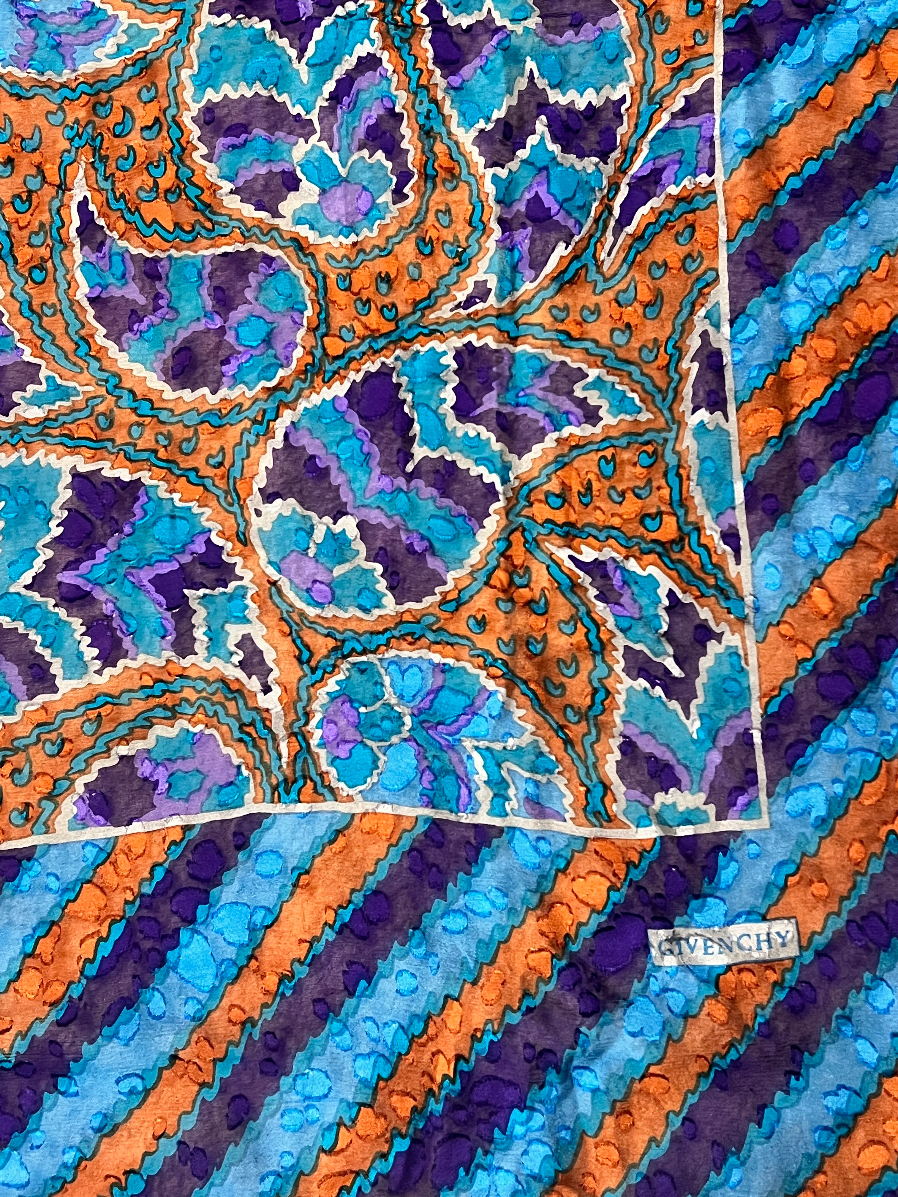 Givenchy Dark Multi Striped Shear Silk Scarf - Image 3