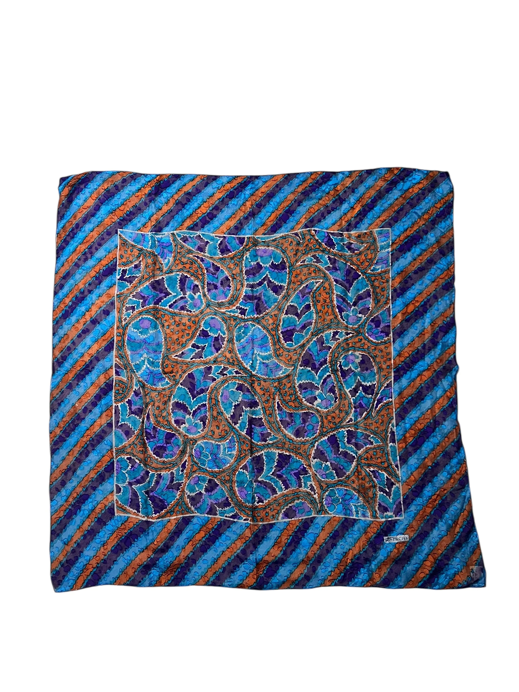 Givenchy Dark Multi Striped Shear Silk Scarf - Image 4