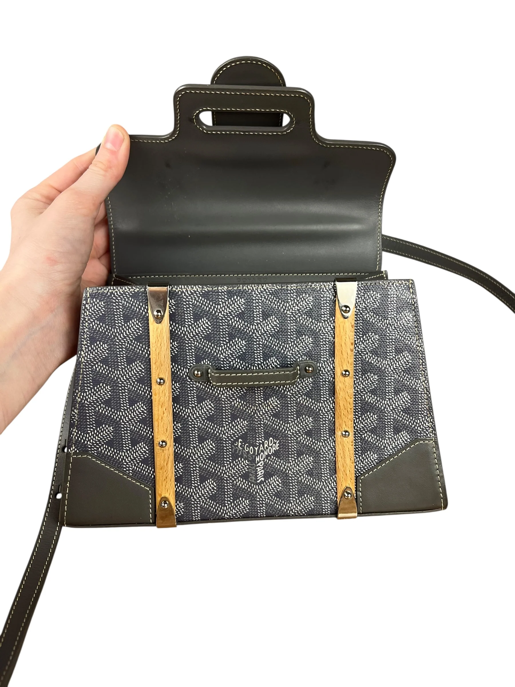 Goyard Mini Grey Goyardine Saigon Top Handle Bag - Image 11