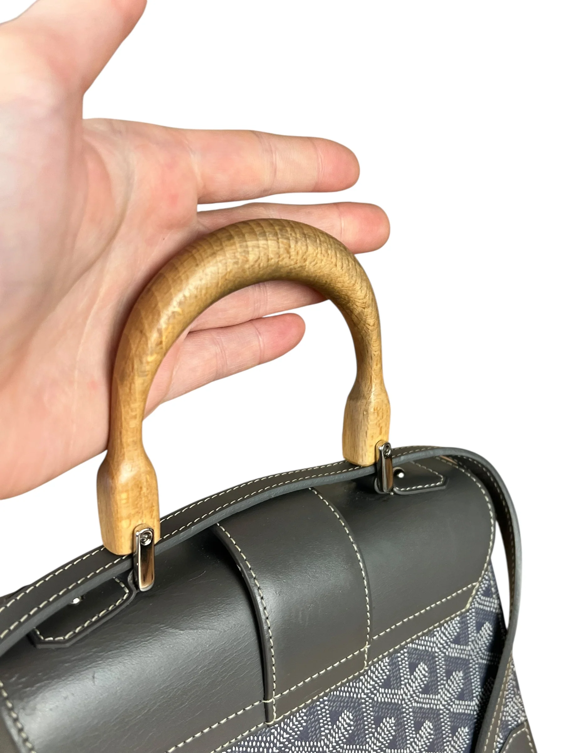 Goyard Mini Grey Goyardine Saigon Top Handle Bag - Image 12