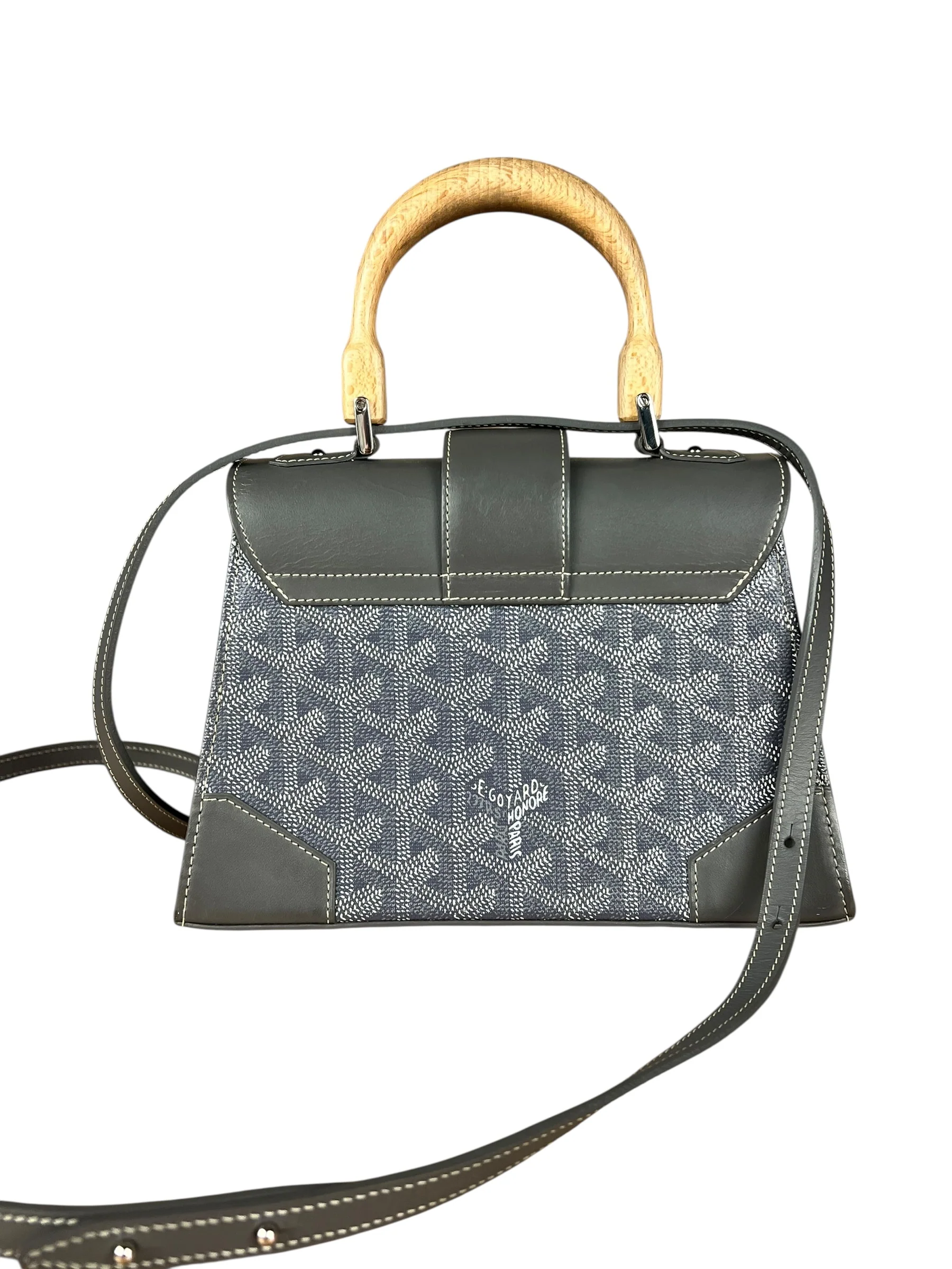 Goyard Mini Grey Goyardine Saigon Top Handle Bag - Image 13