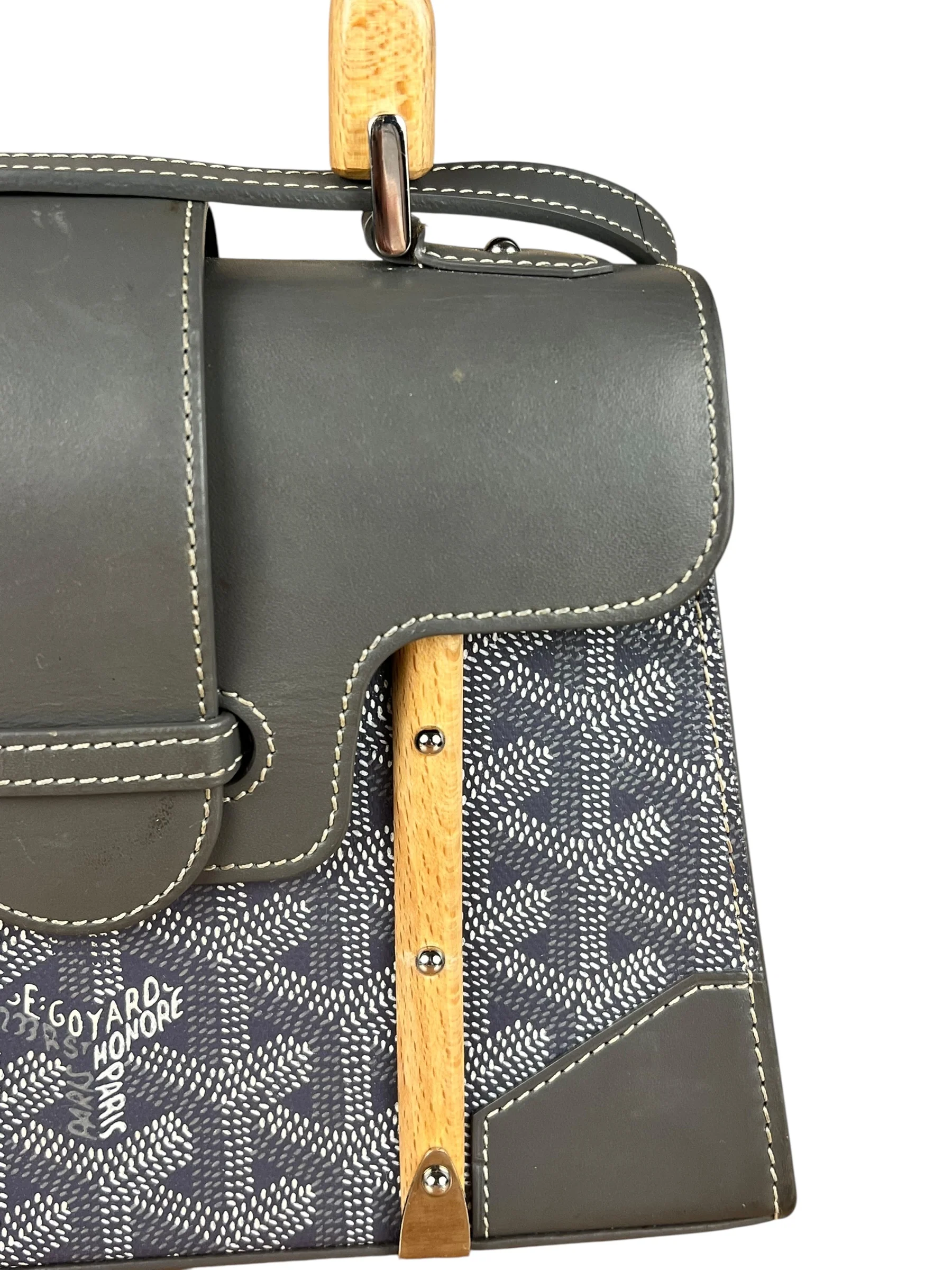 Goyard Mini Grey Goyardine Saigon Top Handle Bag - Image 14