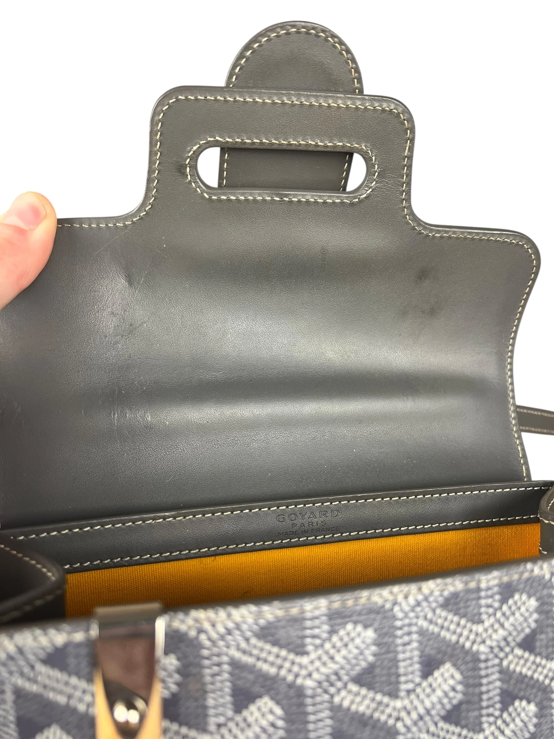 Goyard Mini Grey Goyardine Saigon Top Handle Bag - Image 15