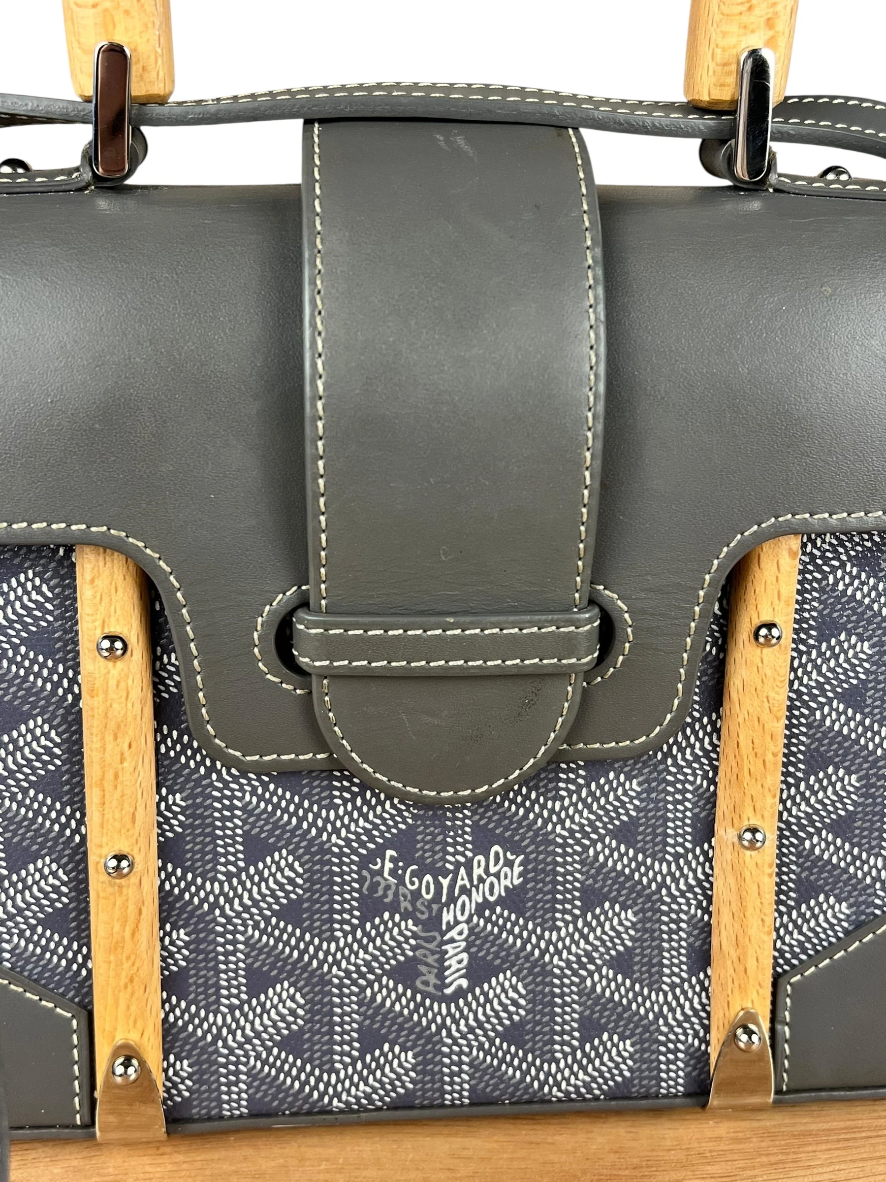 Goyard Mini Grey Goyardine Saigon Top Handle Bag - Image 16