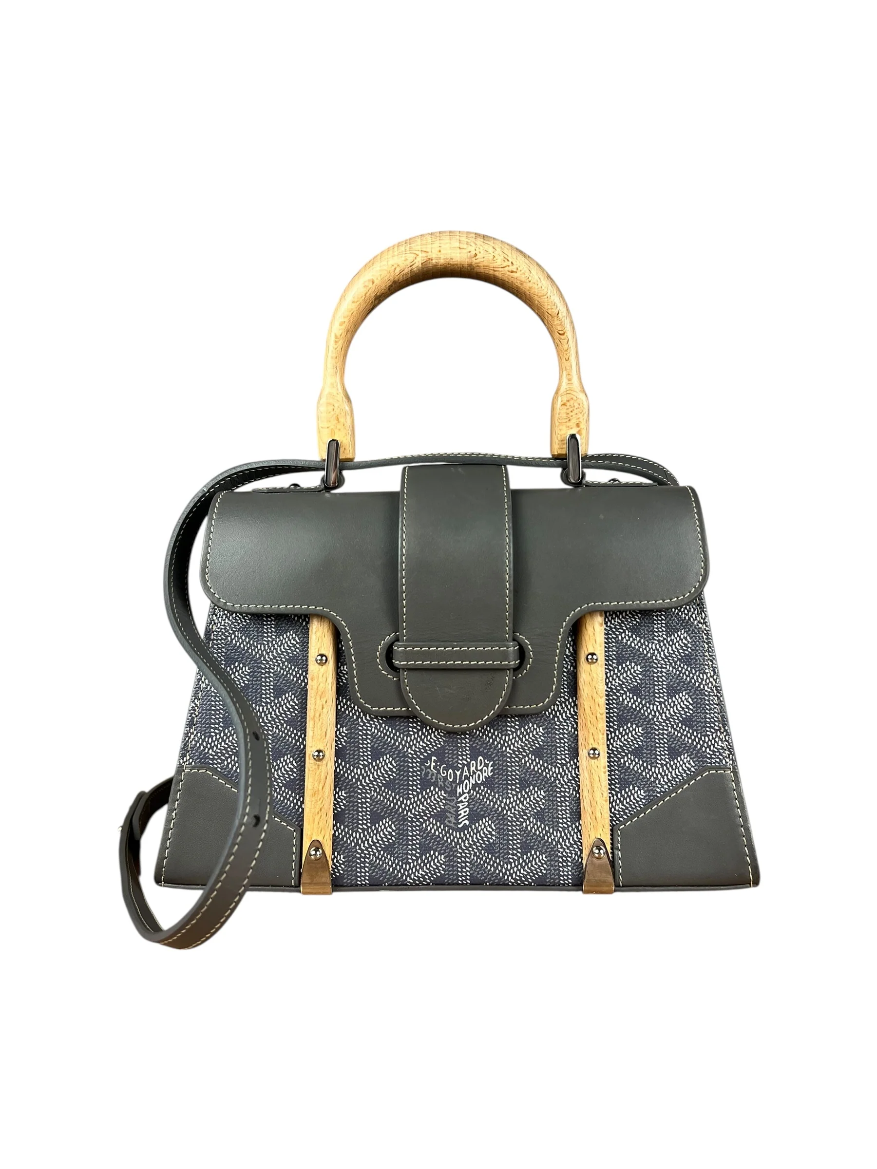 Goyard Mini Grey Goyardine Saigon Top Handle Bag - Image 3