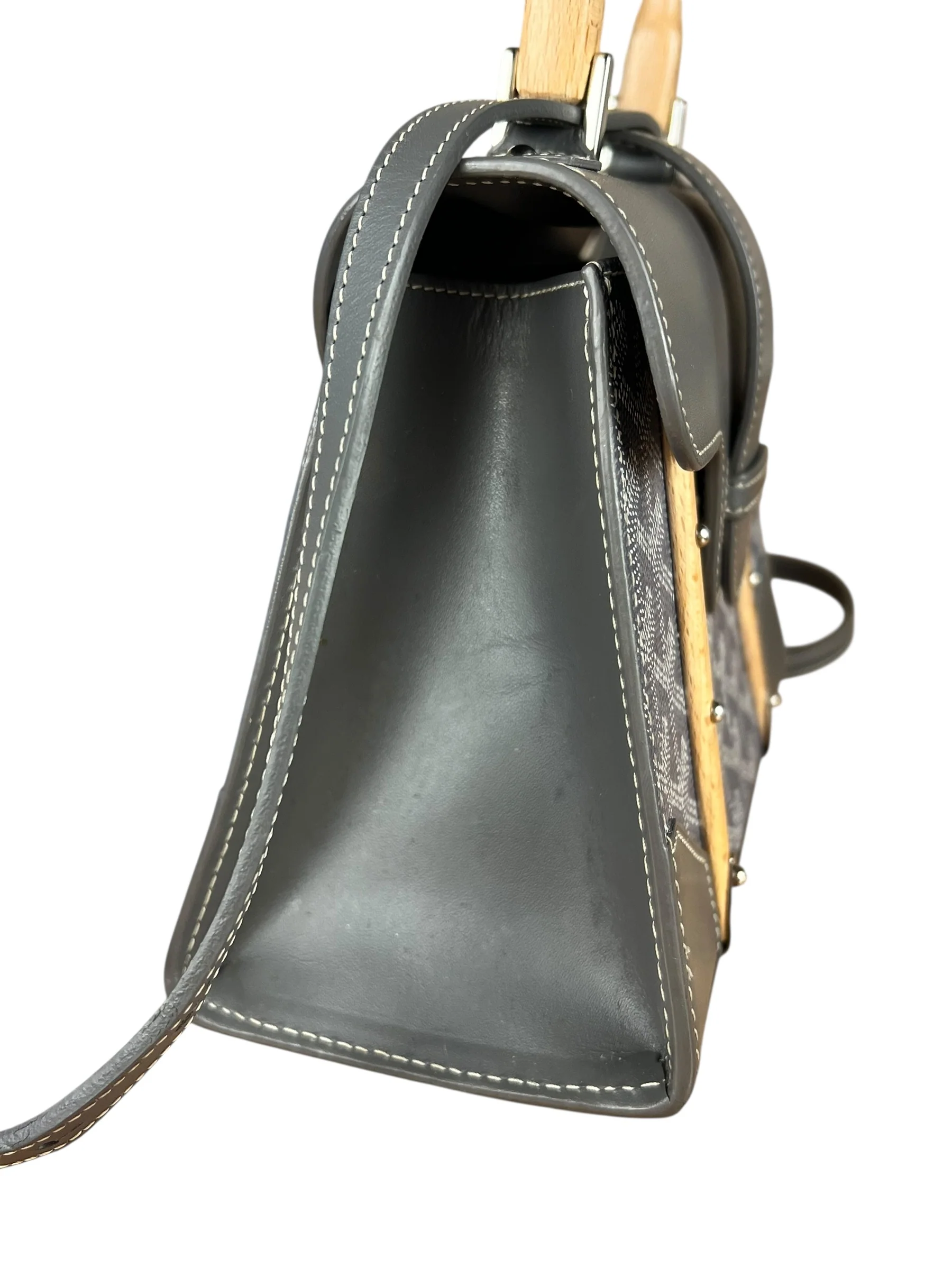 Goyard Mini Grey Goyardine Saigon Top Handle Bag - Image 8