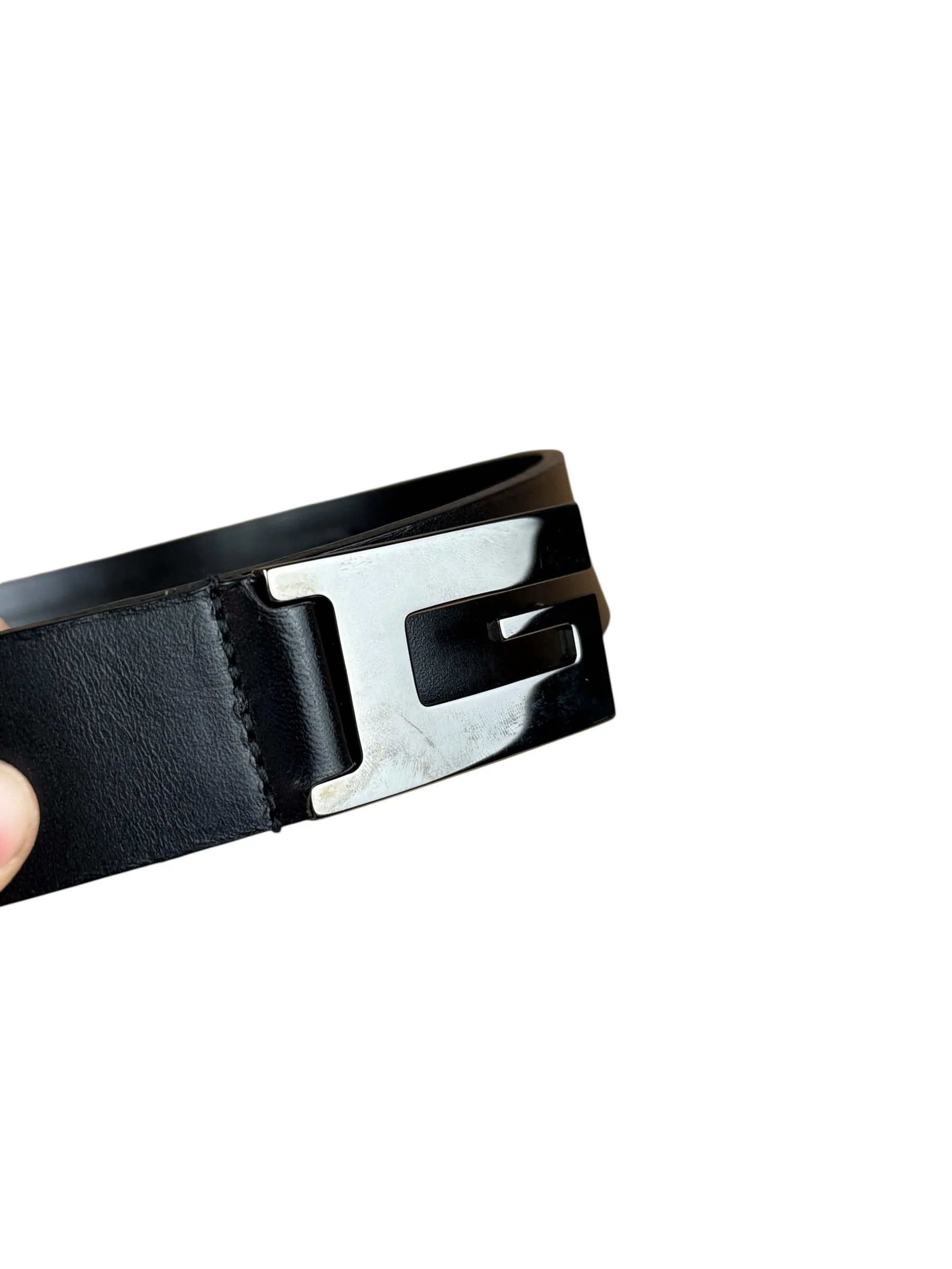 Gucci Black Leather G Buckle Belt - Image 12