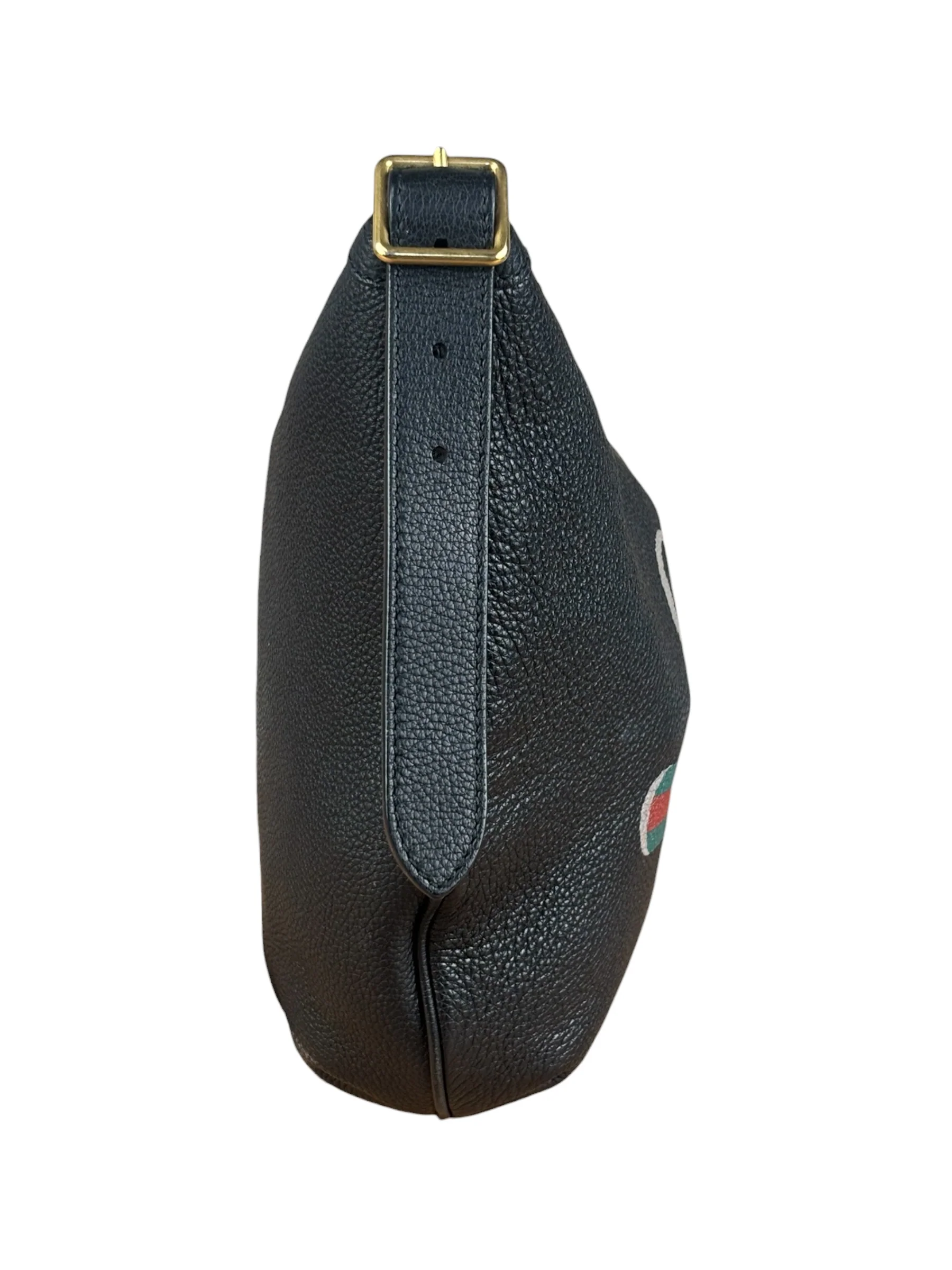 Gucci Black Pebbled Leather Half Moon Hobo Bag - Image 4