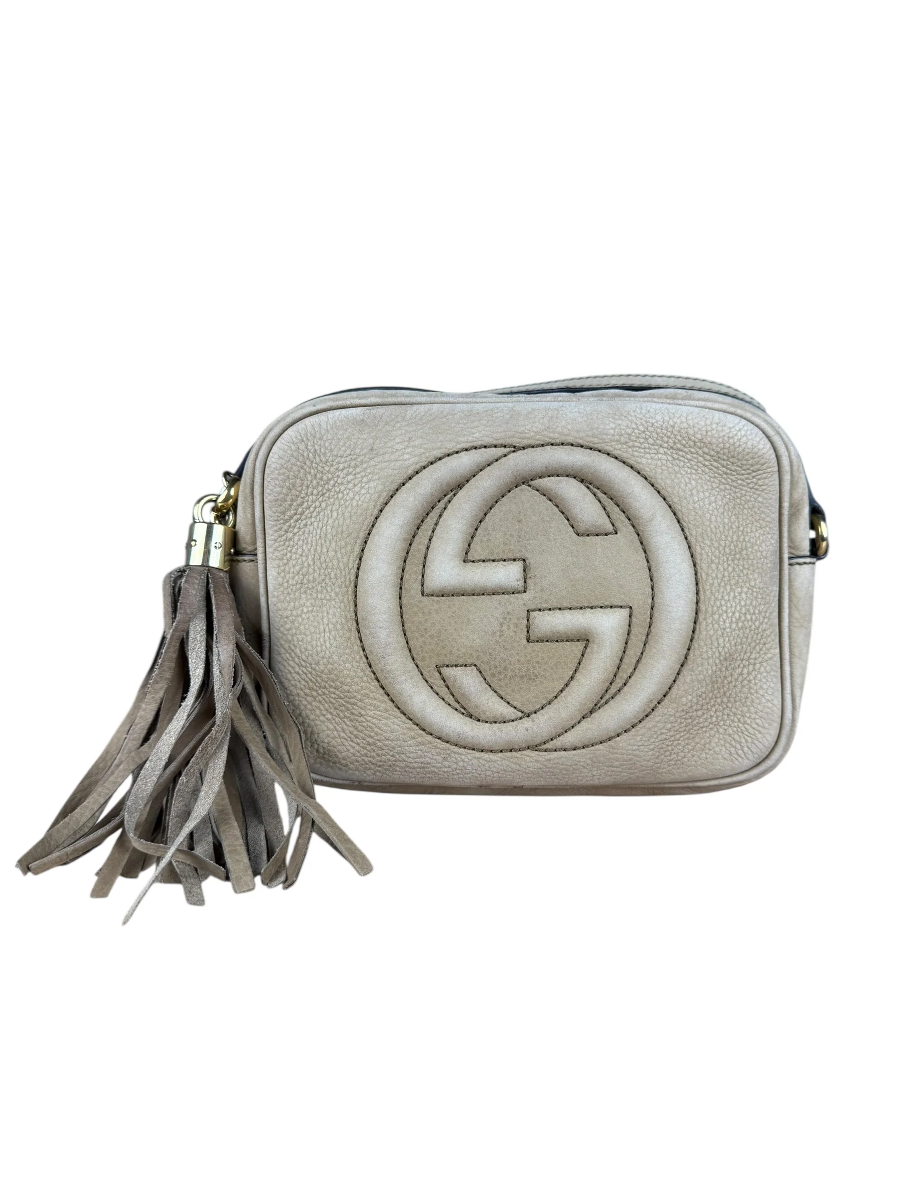 Gucci Brown Suede Soho Disco Crossbody Beige - Image 3