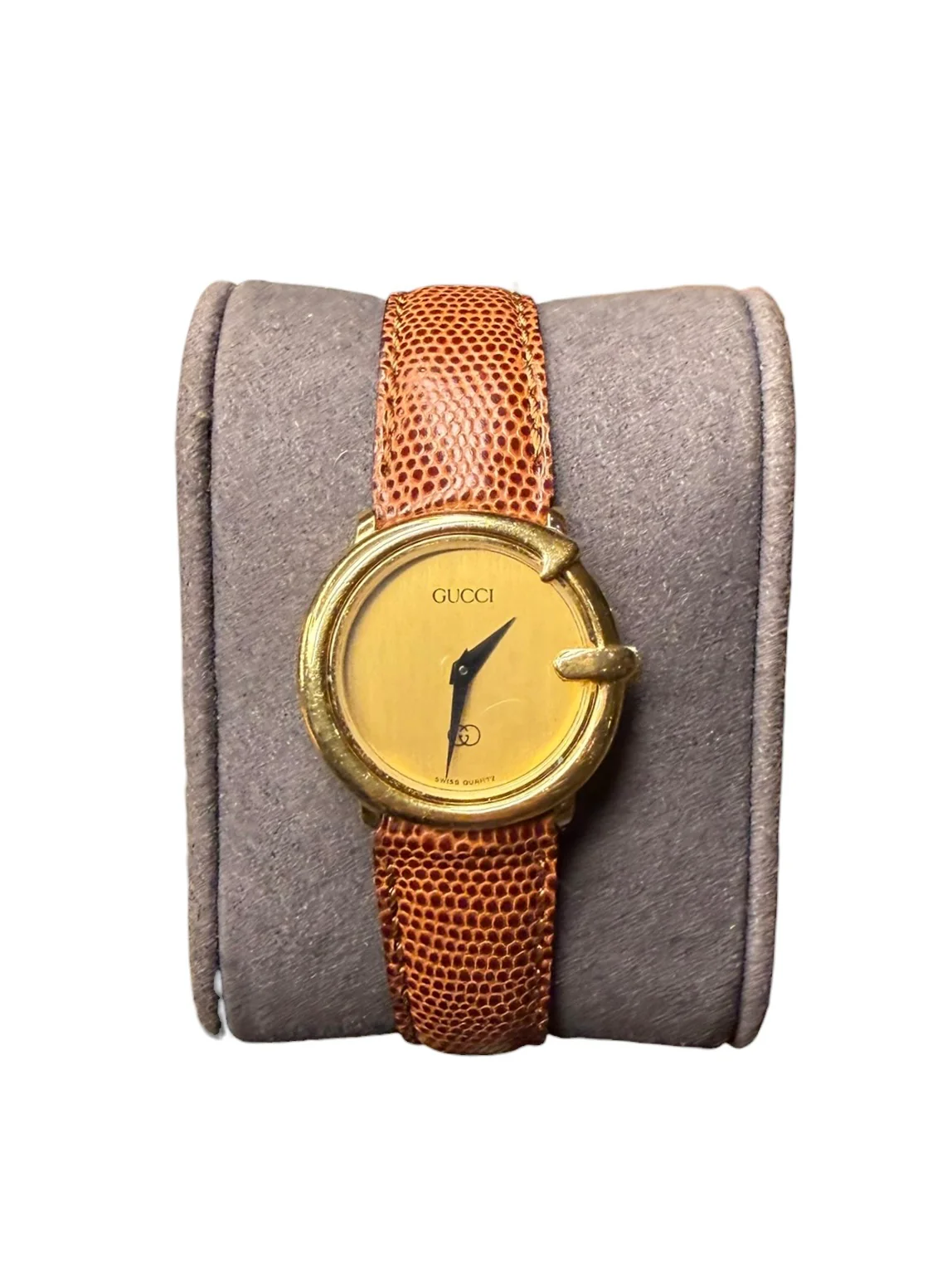 Gucci Champagne Round Dial Brown Strap