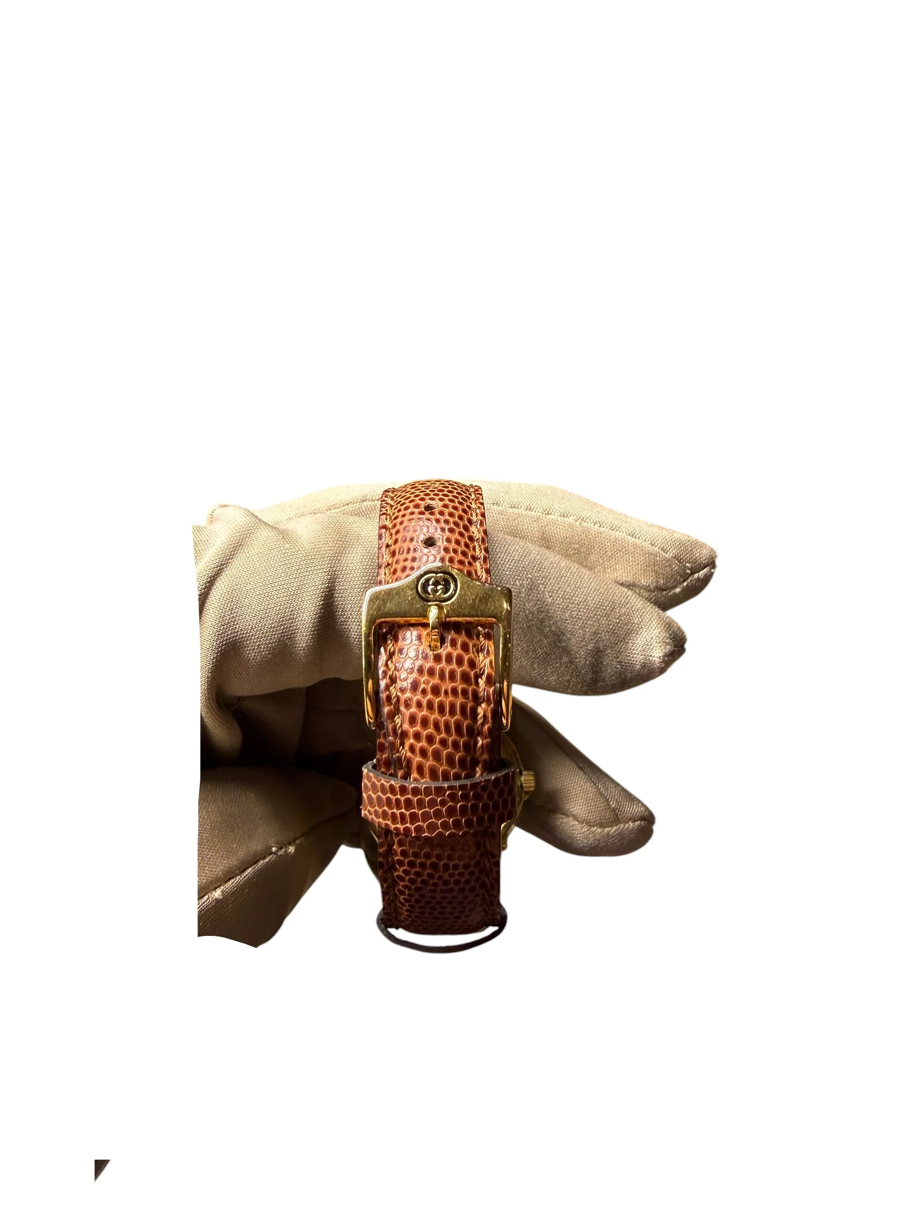 Gucci Champagne Round Dial Brown Strap - Image 6