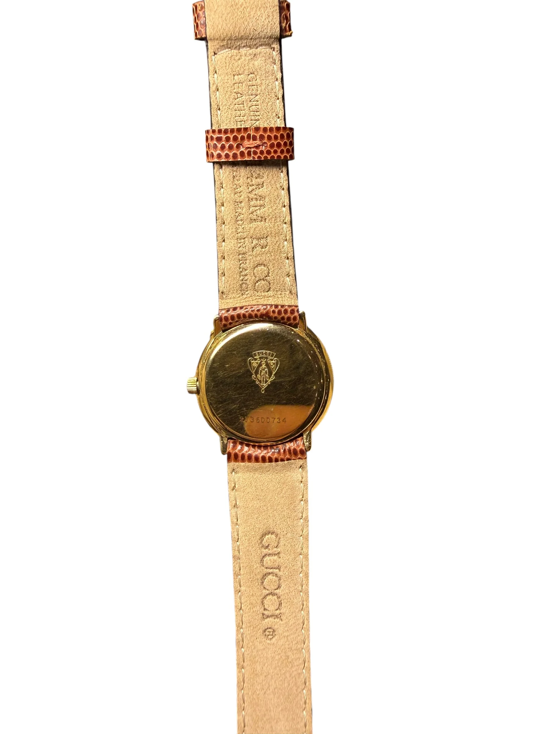 Gucci Champagne Round Dial Brown Strap - Image 7