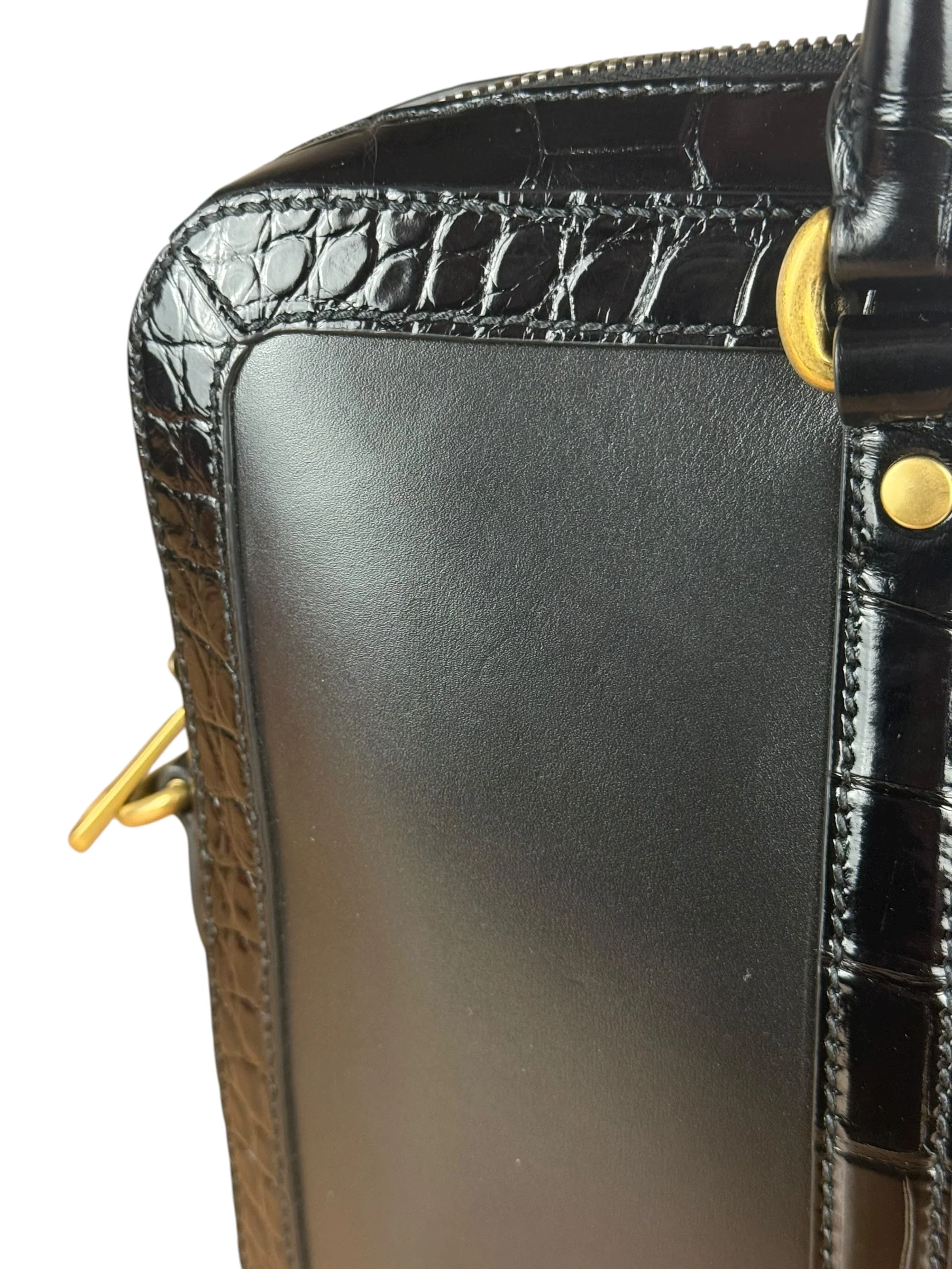Gucci Croc-Trim Leather Briefcase - Image 10