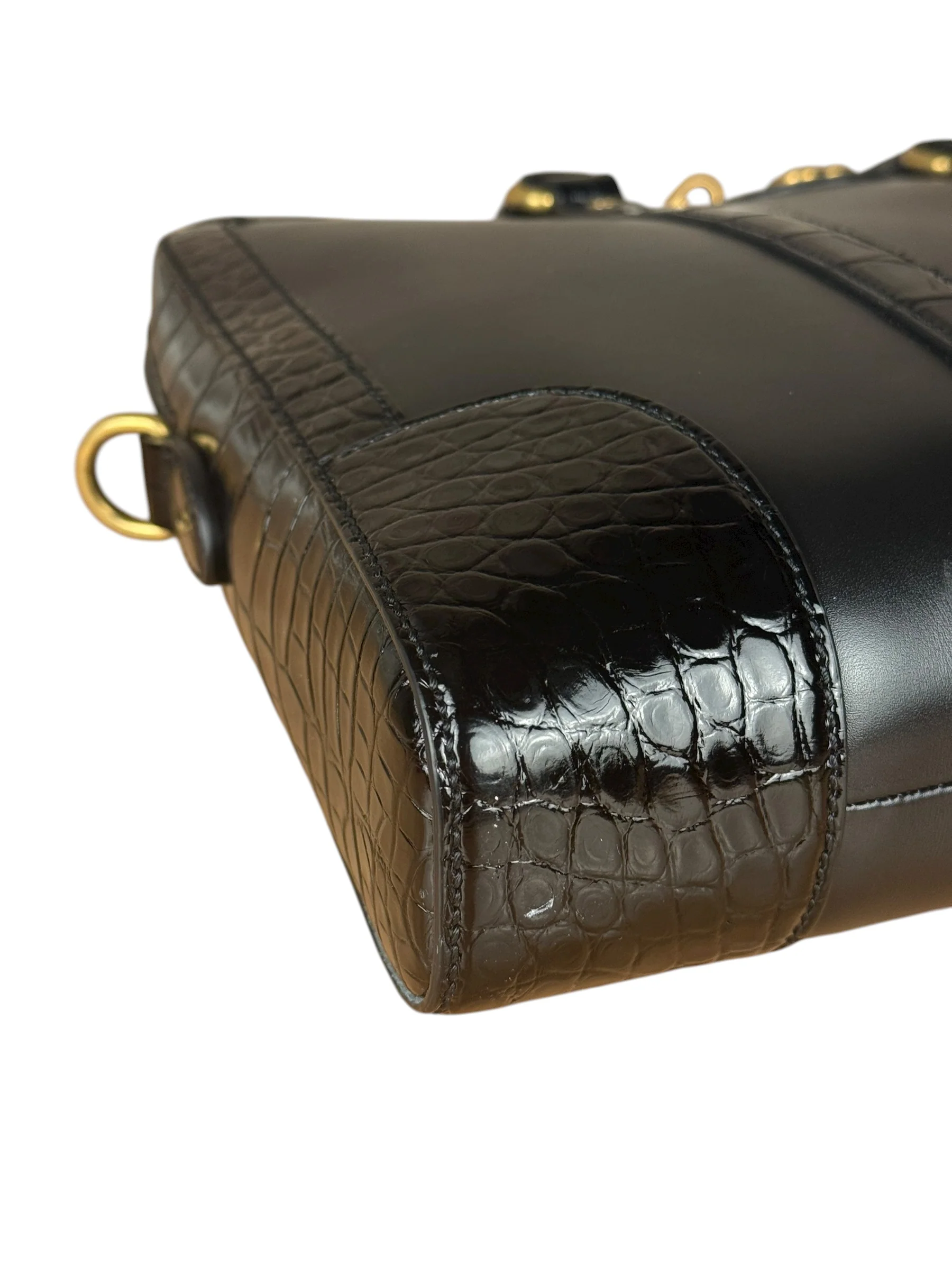Gucci Croc-Trim Leather Briefcase - Image 11