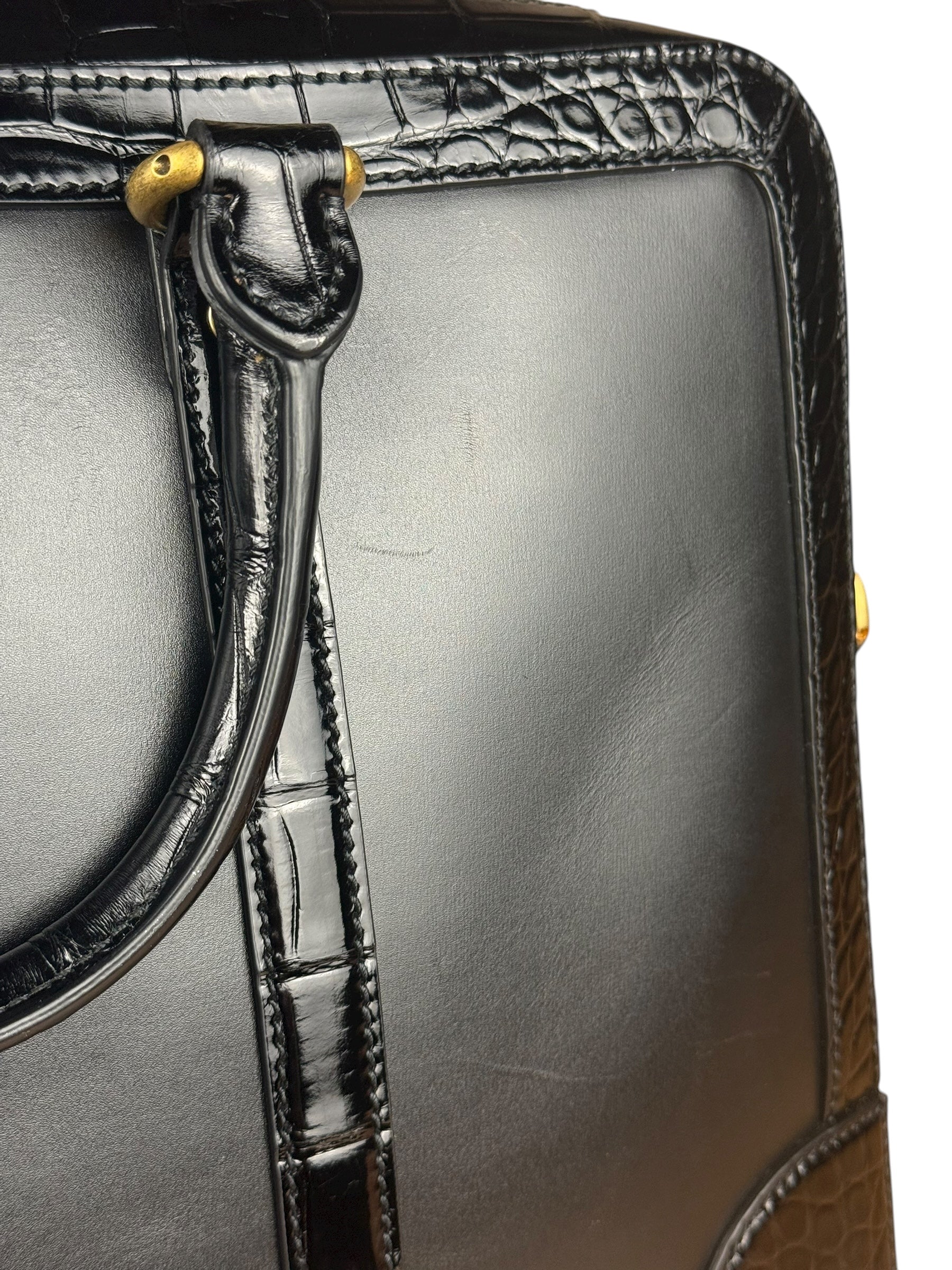 Gucci Croc-Trim Leather Briefcase - Image 13