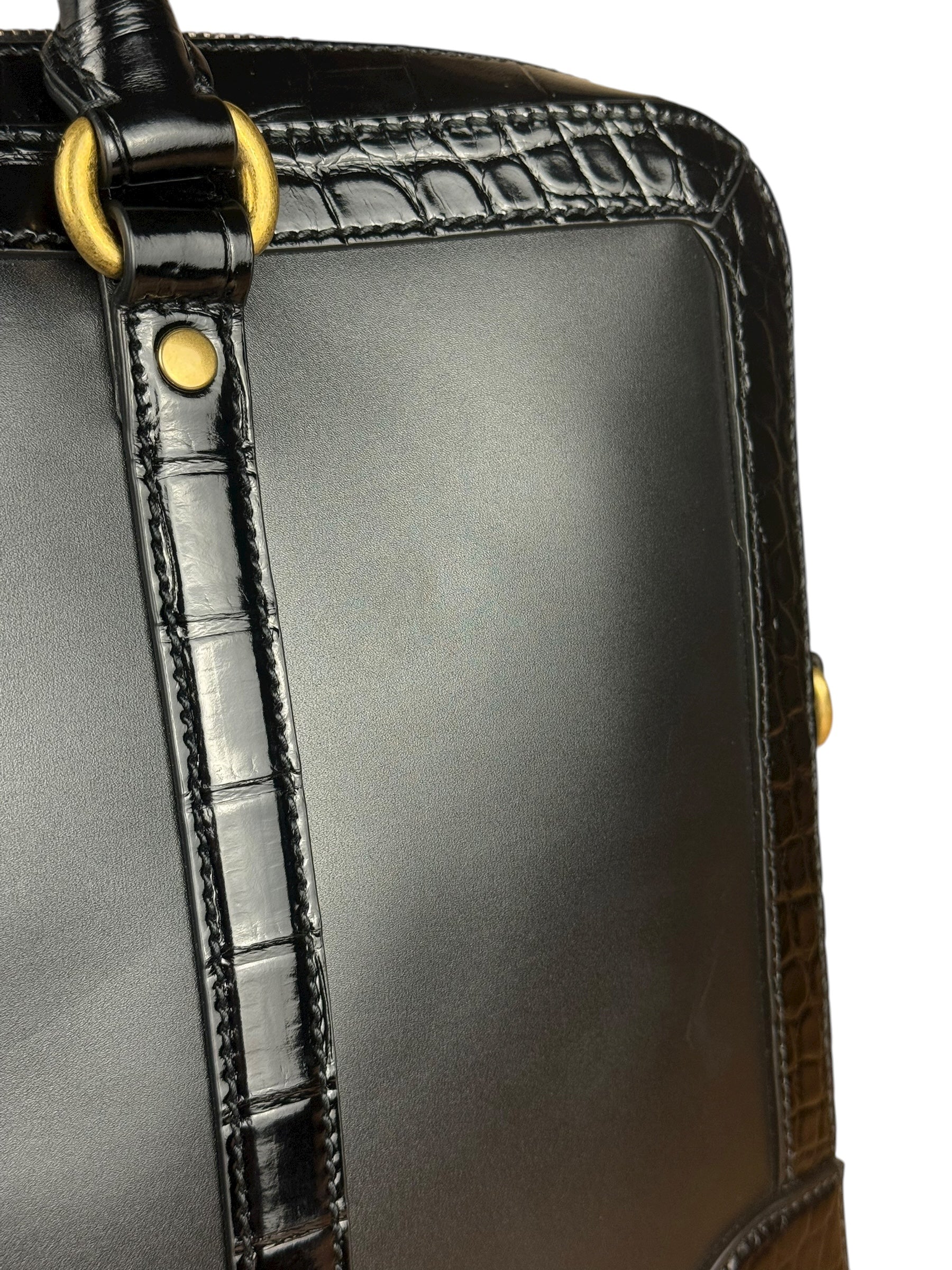 Gucci Croc-Trim Leather Briefcase - Image 14