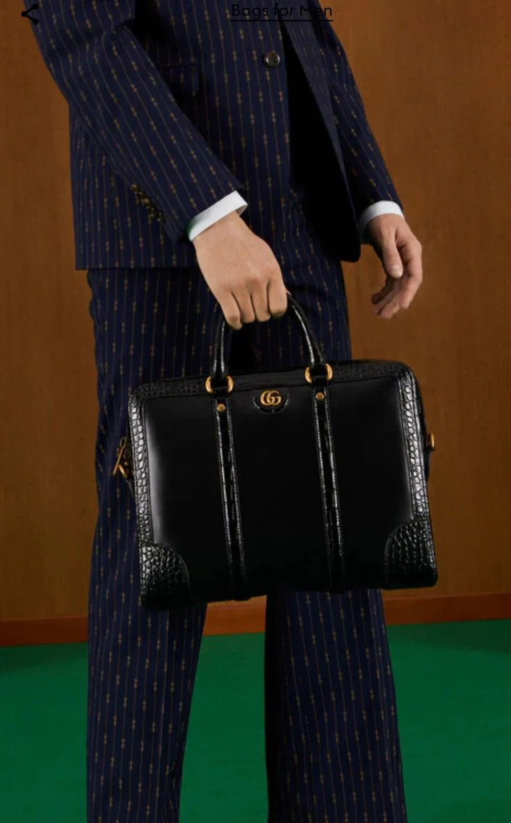 Gucci Croc-Trim Leather Briefcase - Image 15