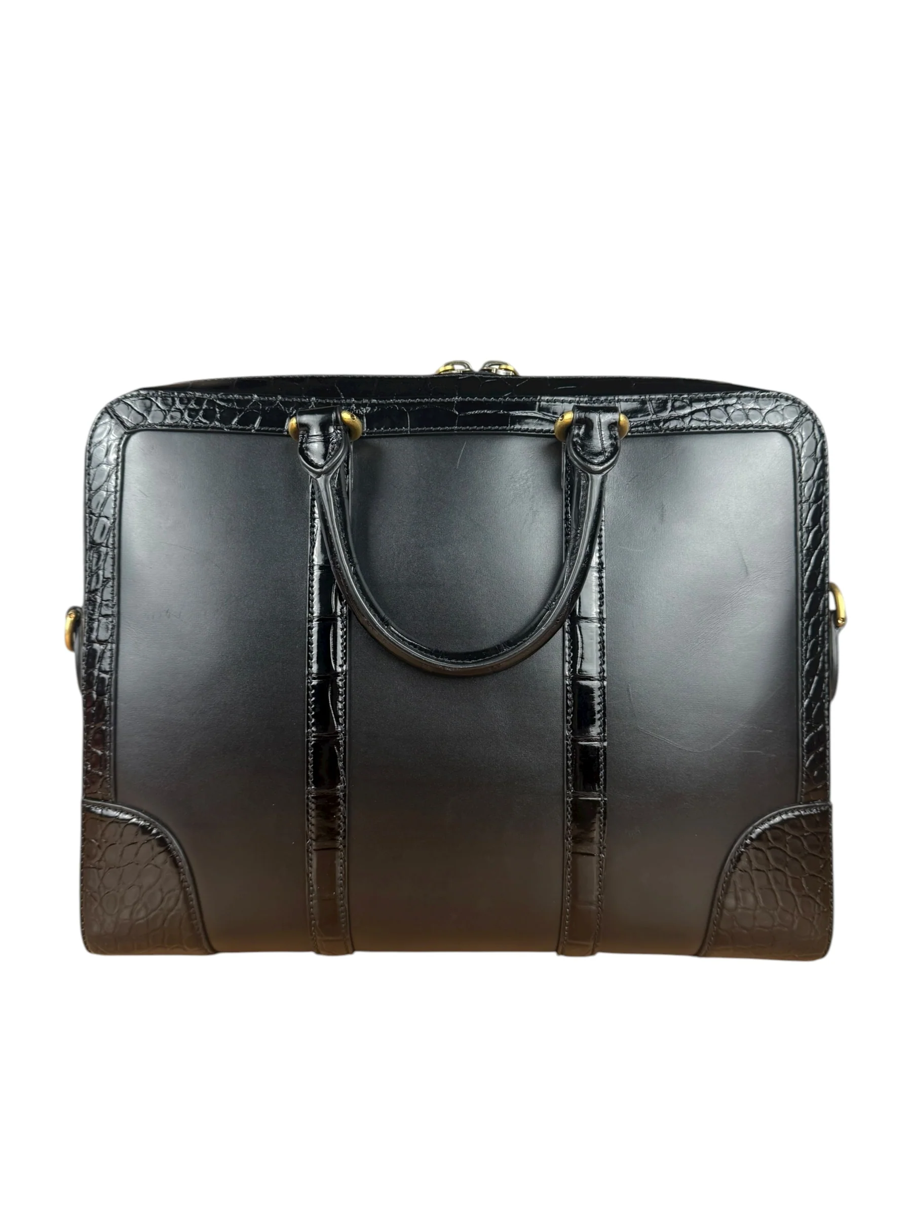 Gucci Croc-Trim Leather Briefcase - Image 7