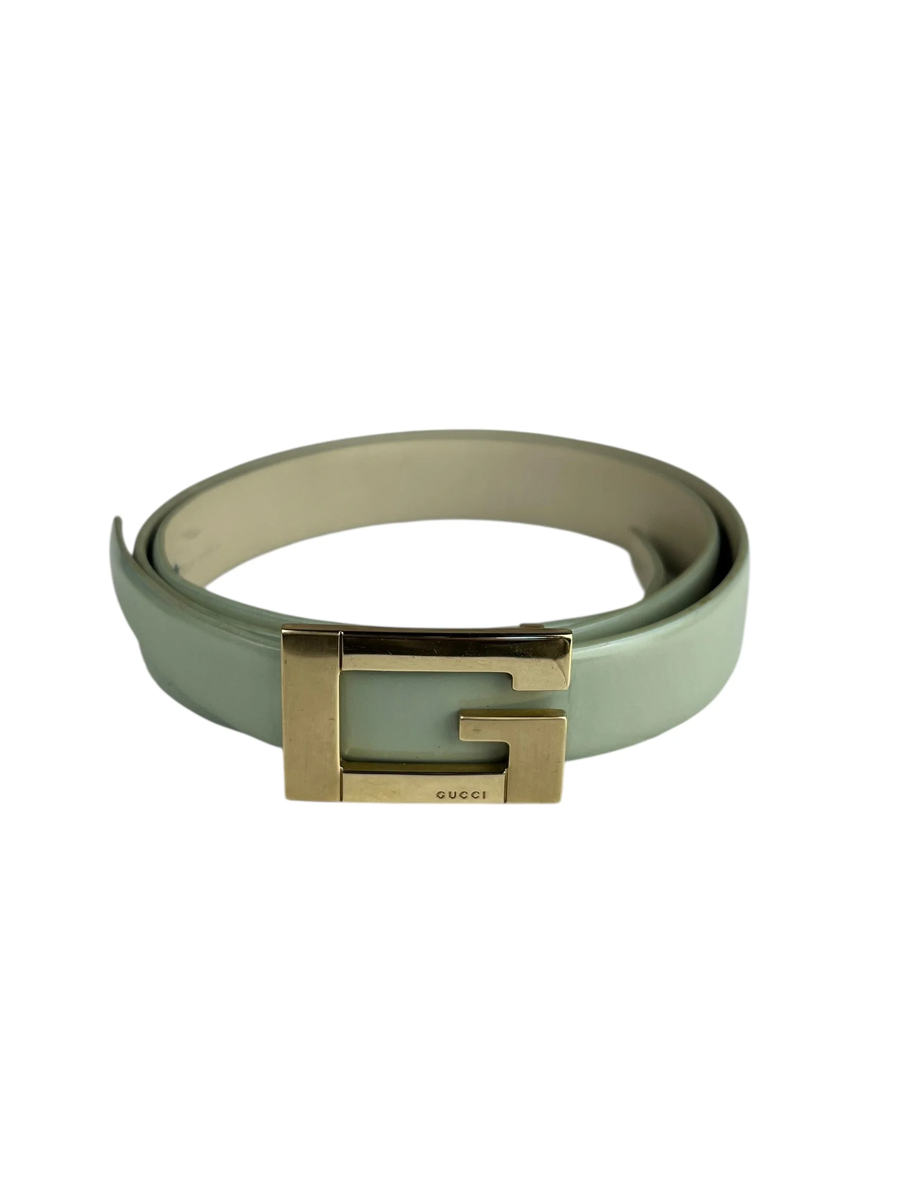 Gucci G Logo Thin Leather Mint Belt - Image 3