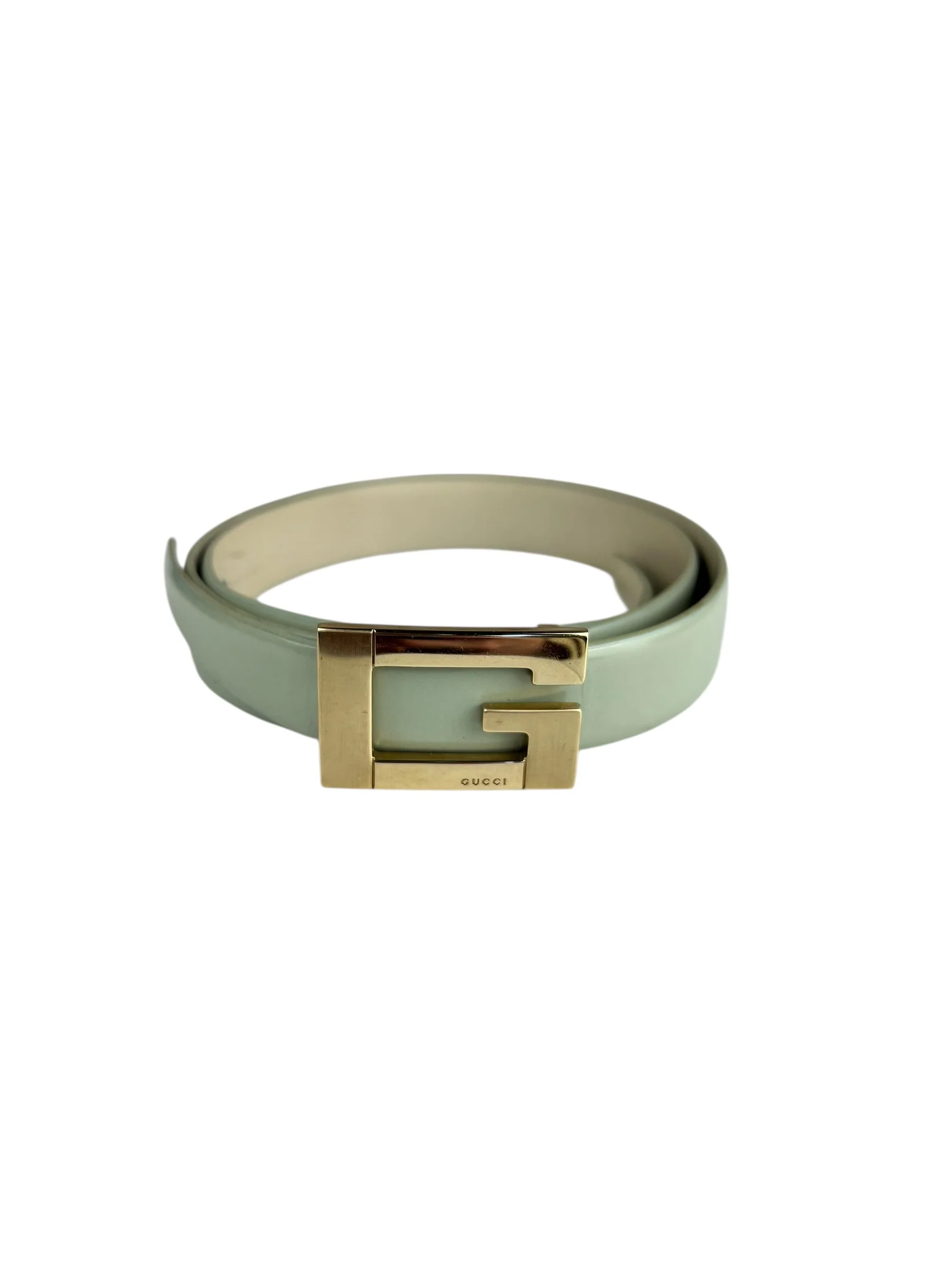 Gucci G Logo Thin Leather Mint Belt - Image 5