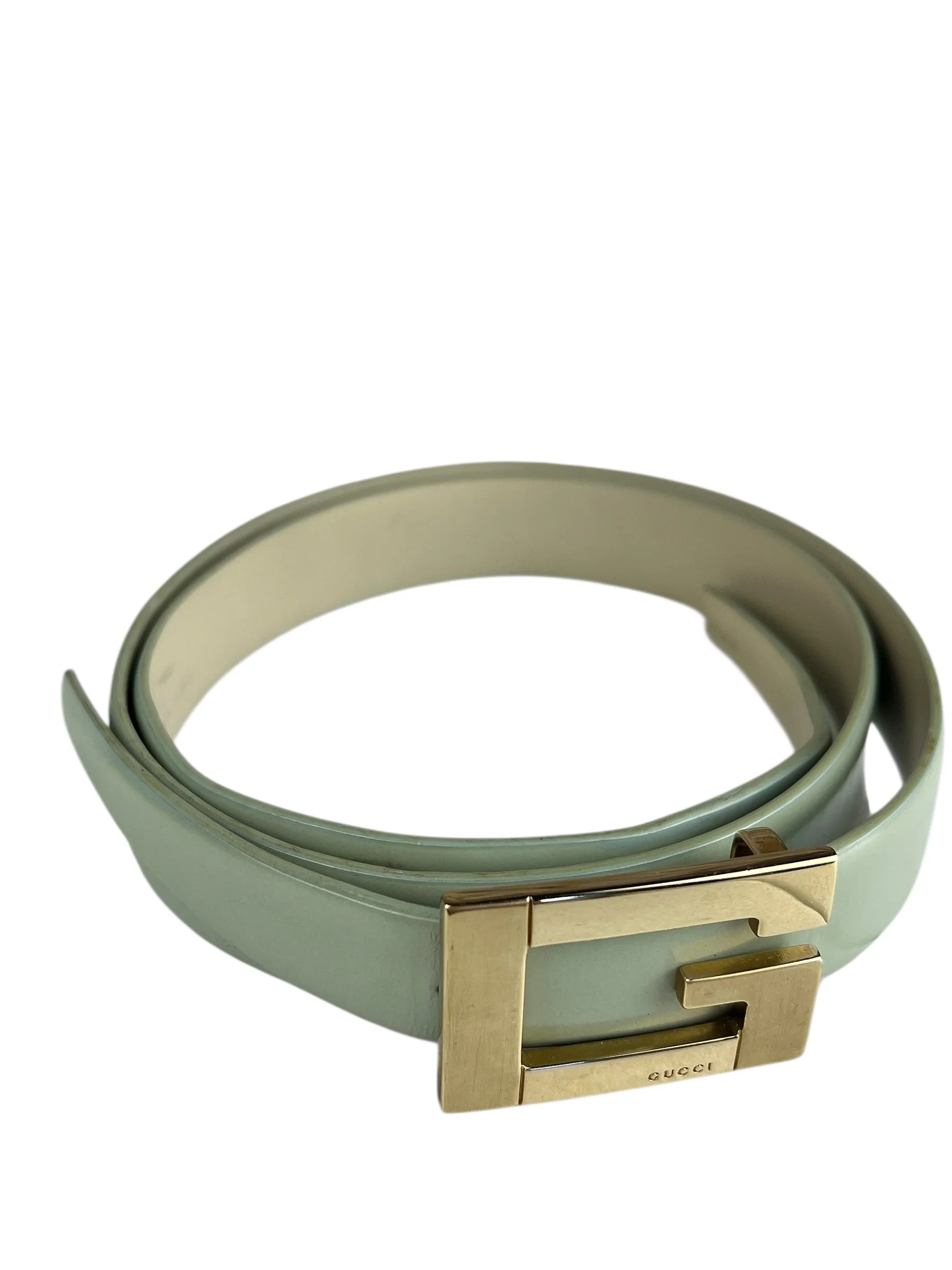 Gucci G Logo Thin Leather Mint Belt - Image 7