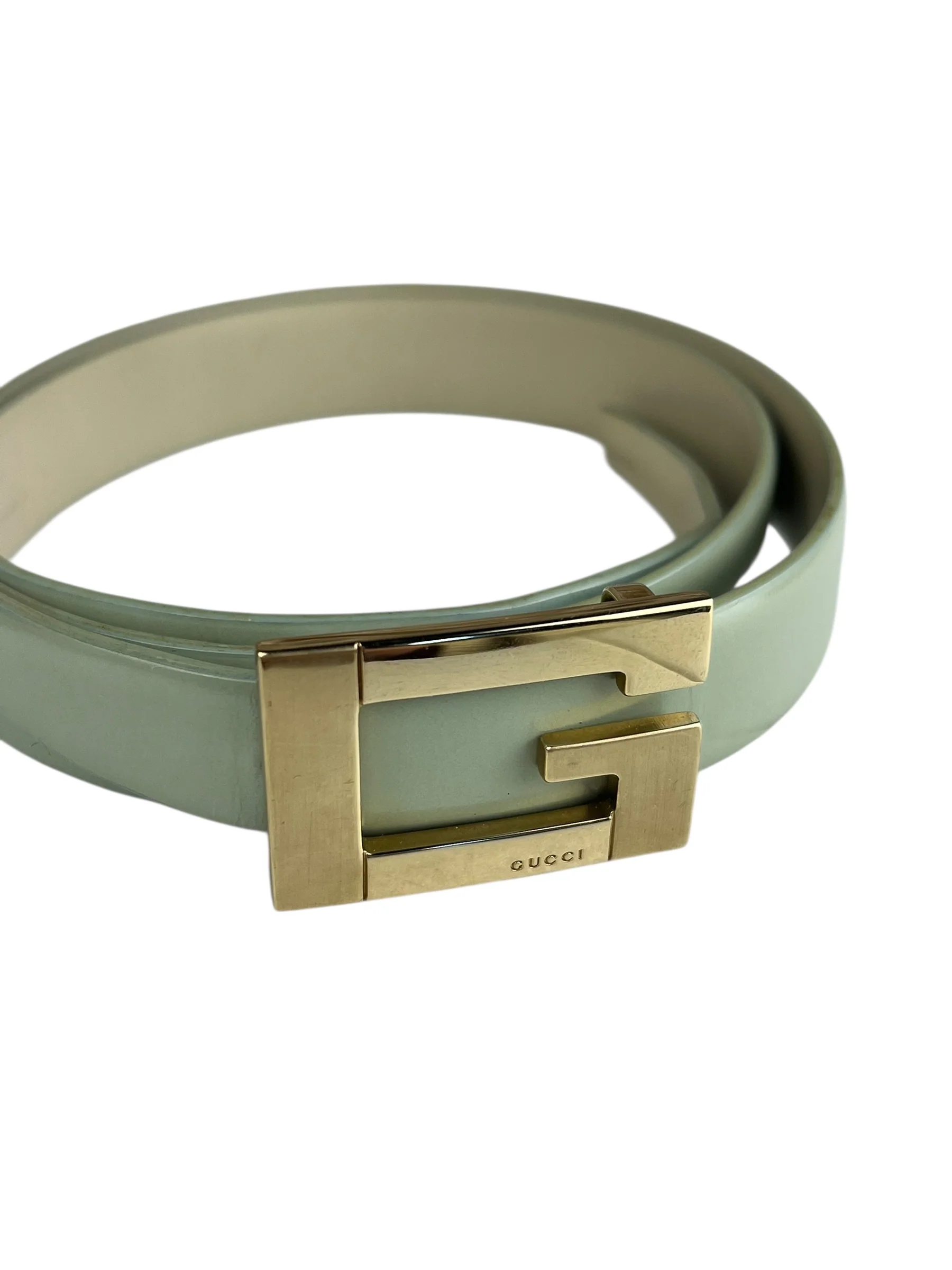 Gucci G Logo Thin Leather Mint Belt - Image 8