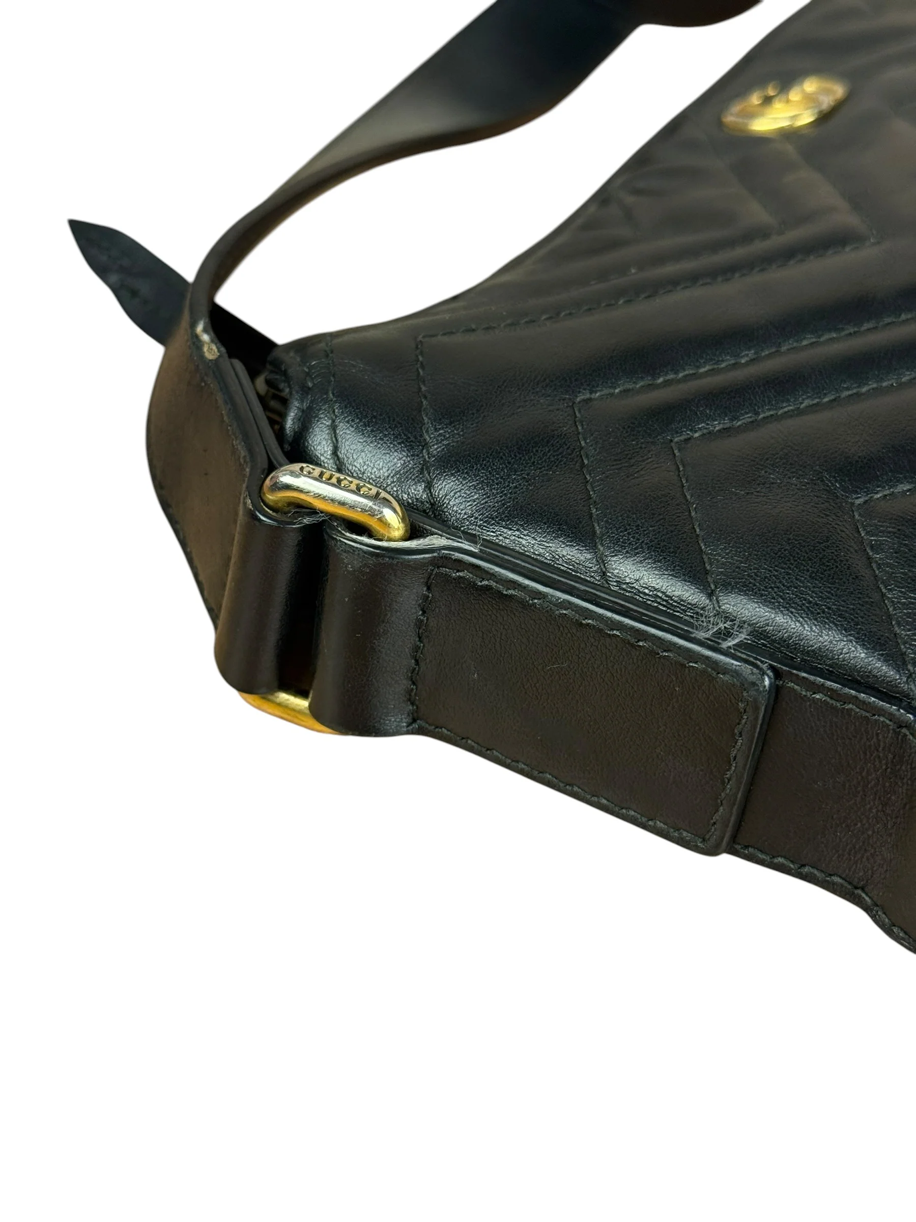 Gucci GG Black Leather Chevron Quilted Crossbody - Image 12