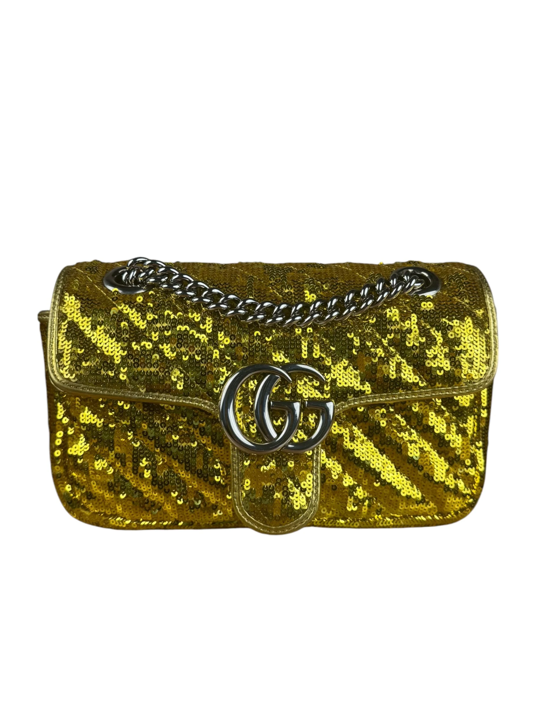 Gucci GG Marmont Gold Sequin Chain Shoulder Bag