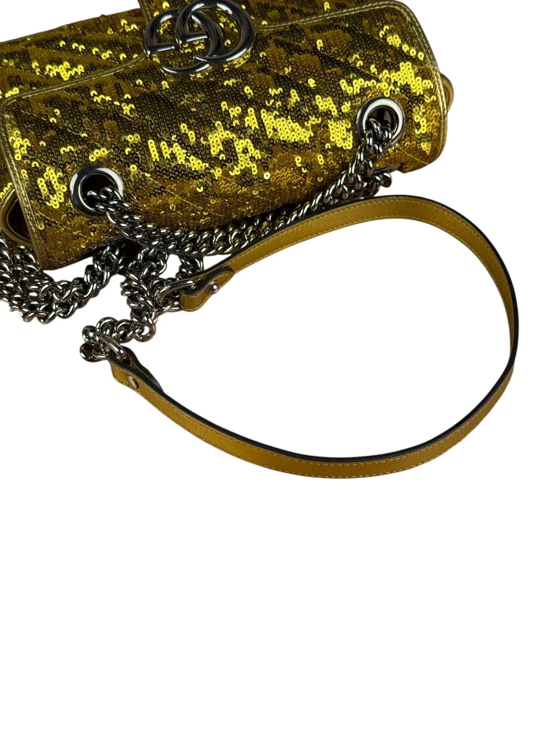 Gucci GG Marmont Gold Sequin Chain Shoulder Bag - Image 10