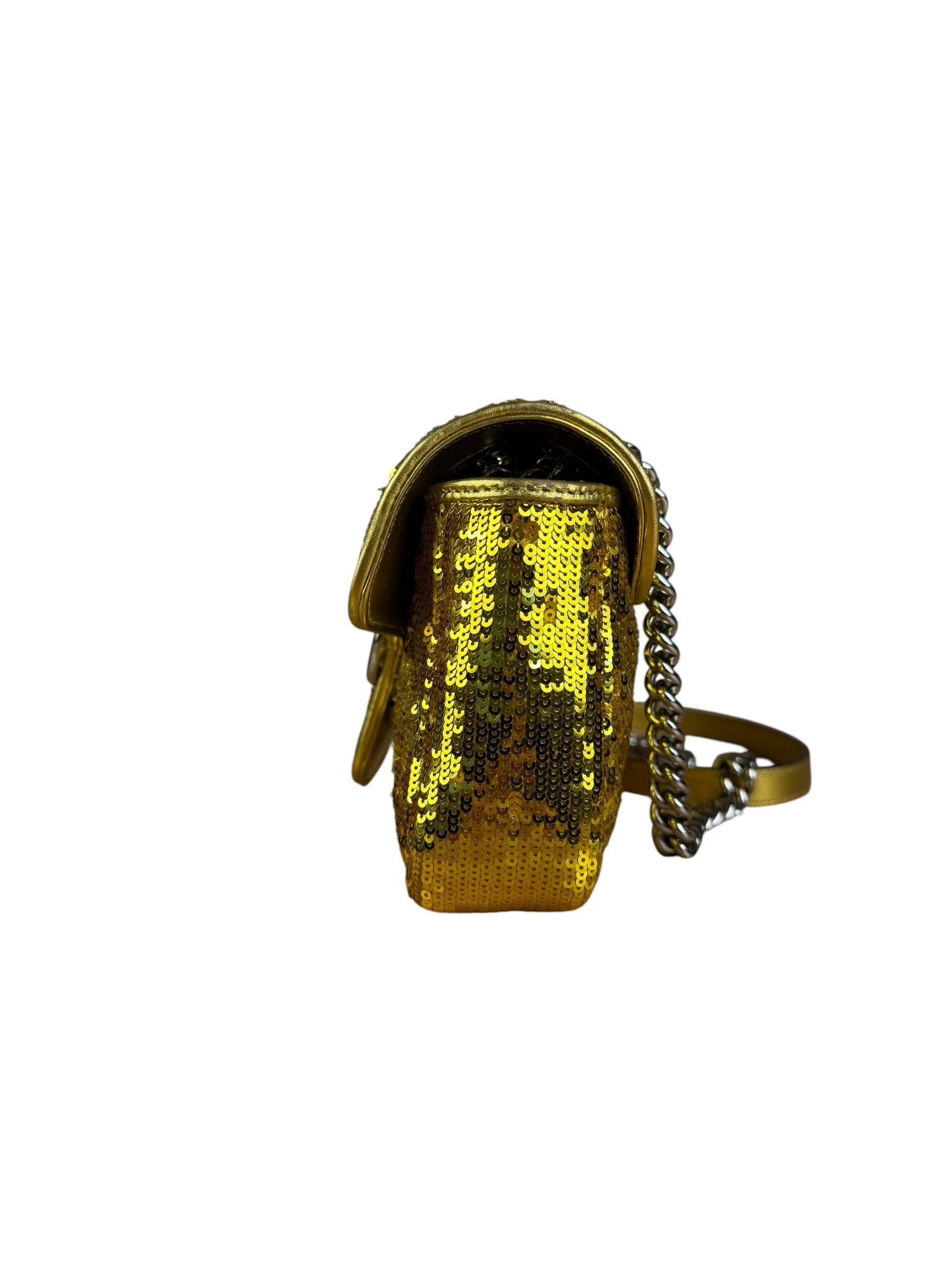 Gucci GG Marmont Gold Sequin Chain Shoulder Bag - Image 4