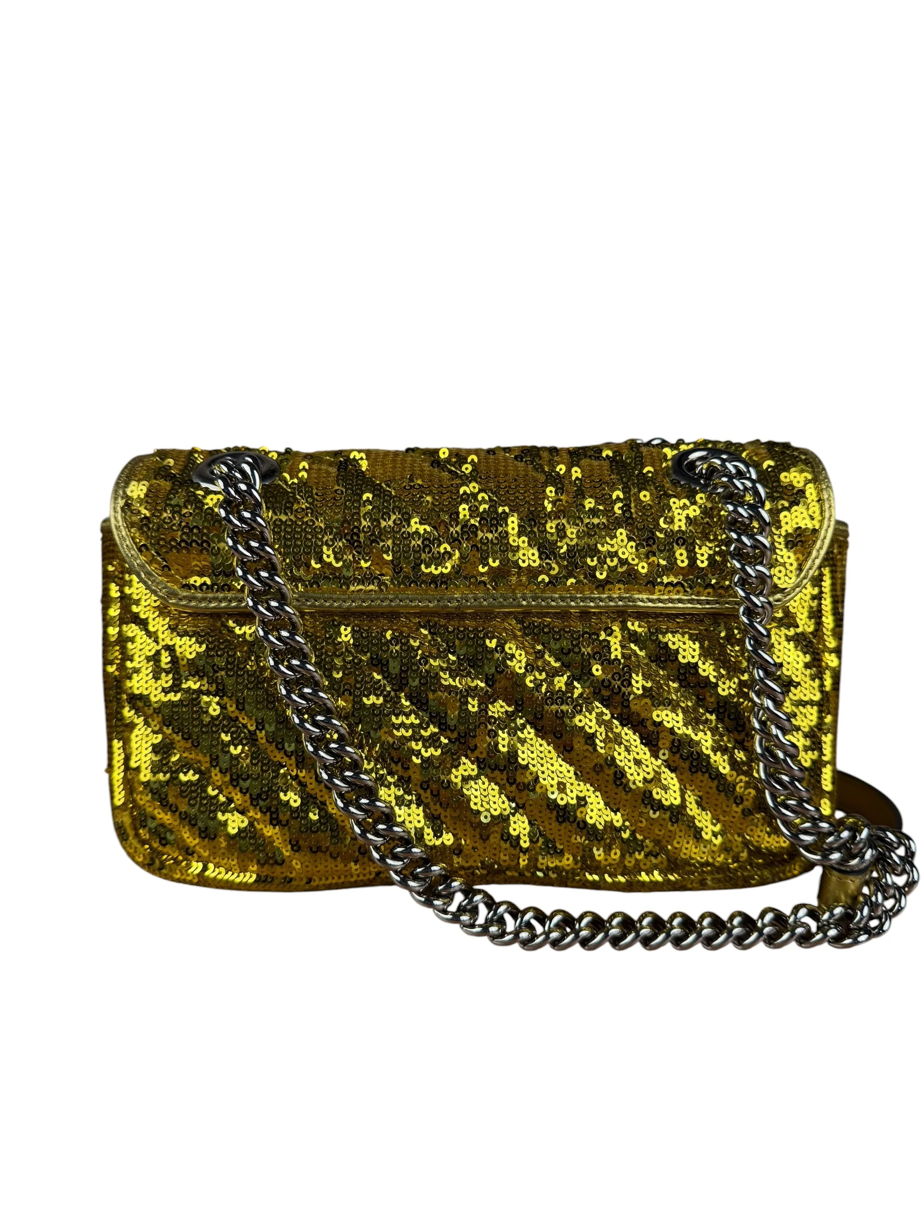 Gucci GG Marmont Gold Sequin Chain Shoulder Bag - Image 5