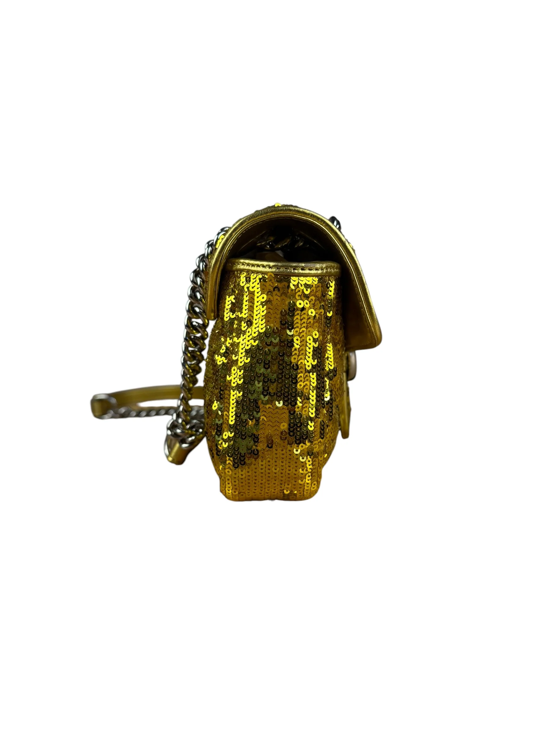 Gucci GG Marmont Gold Sequin Chain Shoulder Bag - Image 6