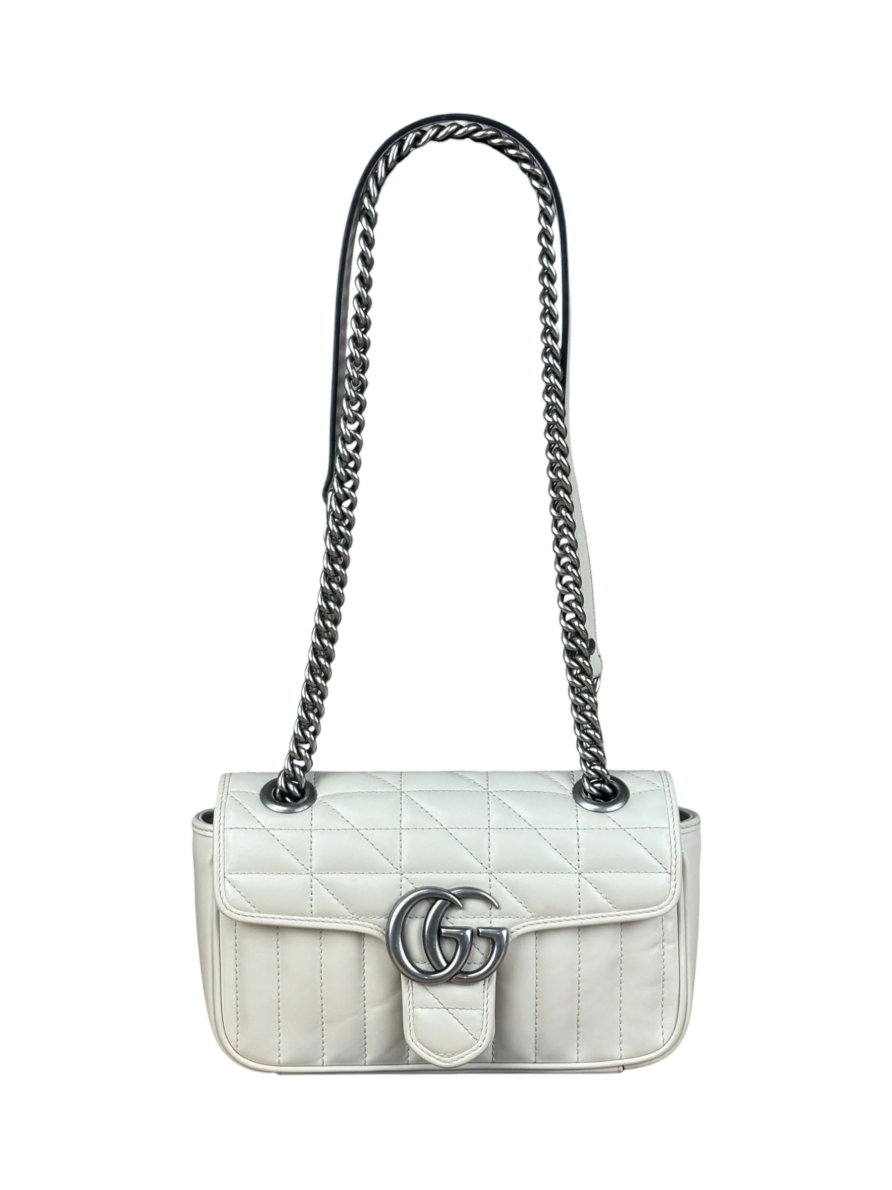 Gucci GG Marmont White Matelasse Bag - Image 2