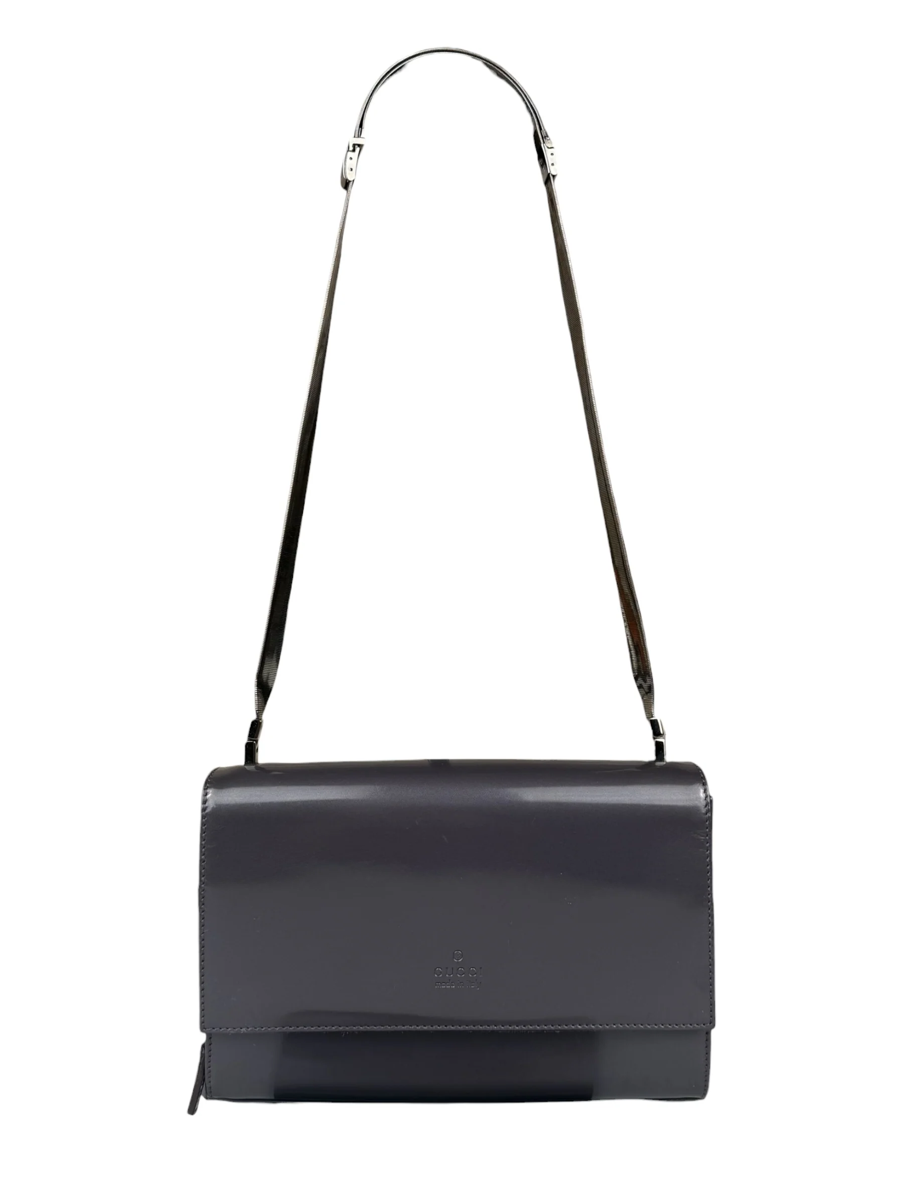 Gucci Grey Patent Leather Flap Mini Shoulder Bag - Image 2