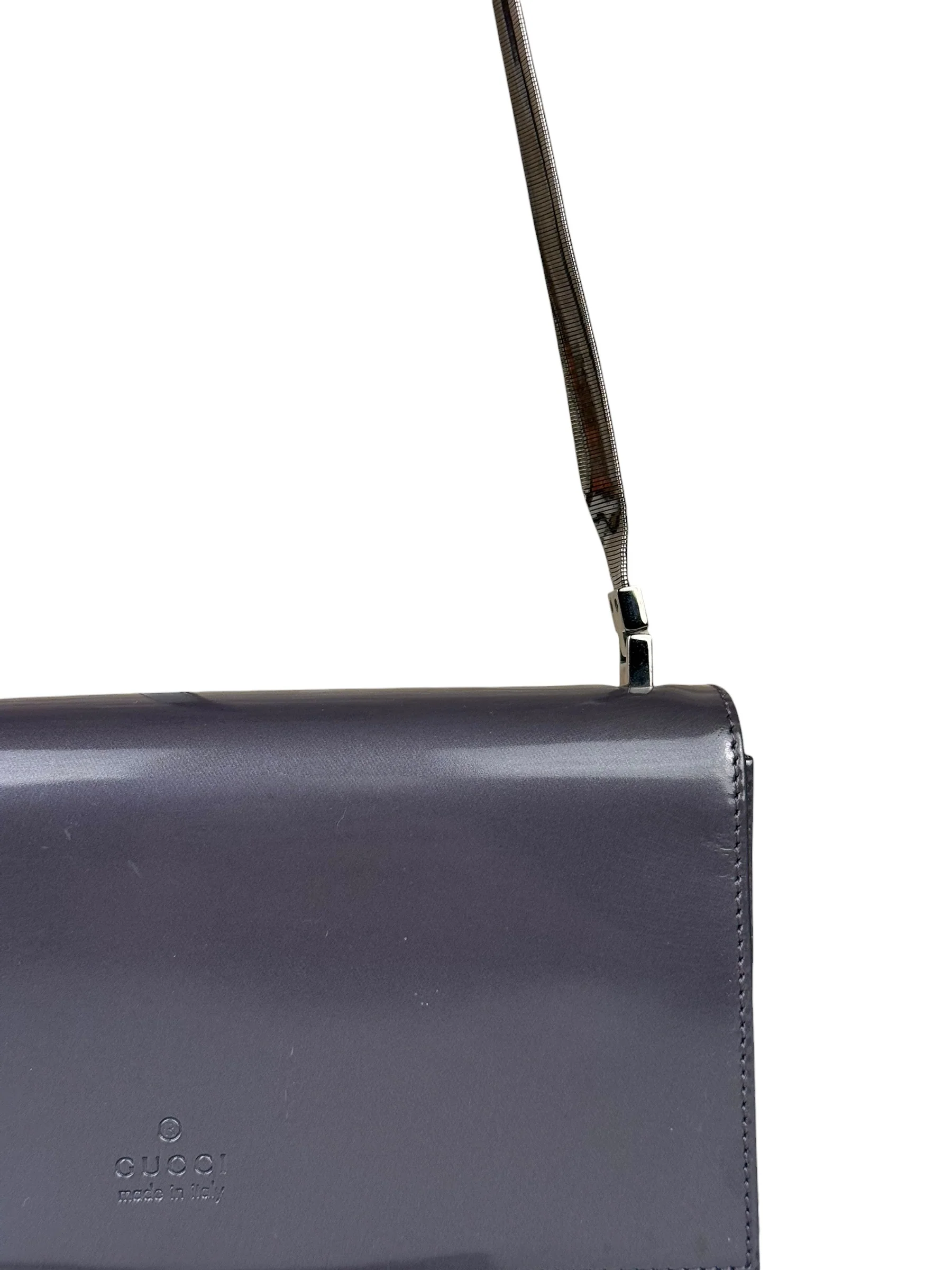 Gucci Grey Patent Leather Flap Mini Shoulder Bag - Image 4