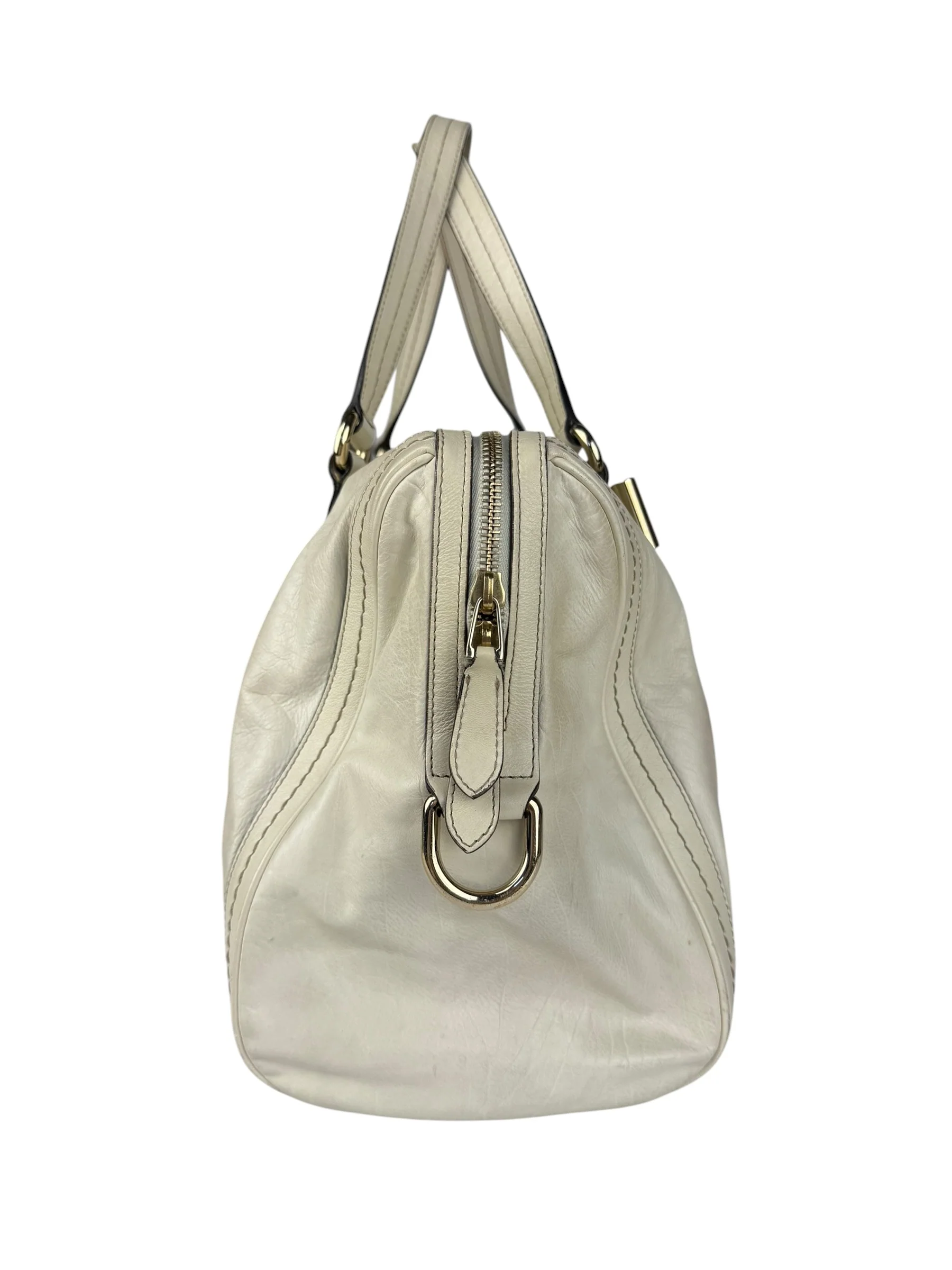 Gucci Ivory Leather Vintage Duchessa Boston Handbag - Image 10