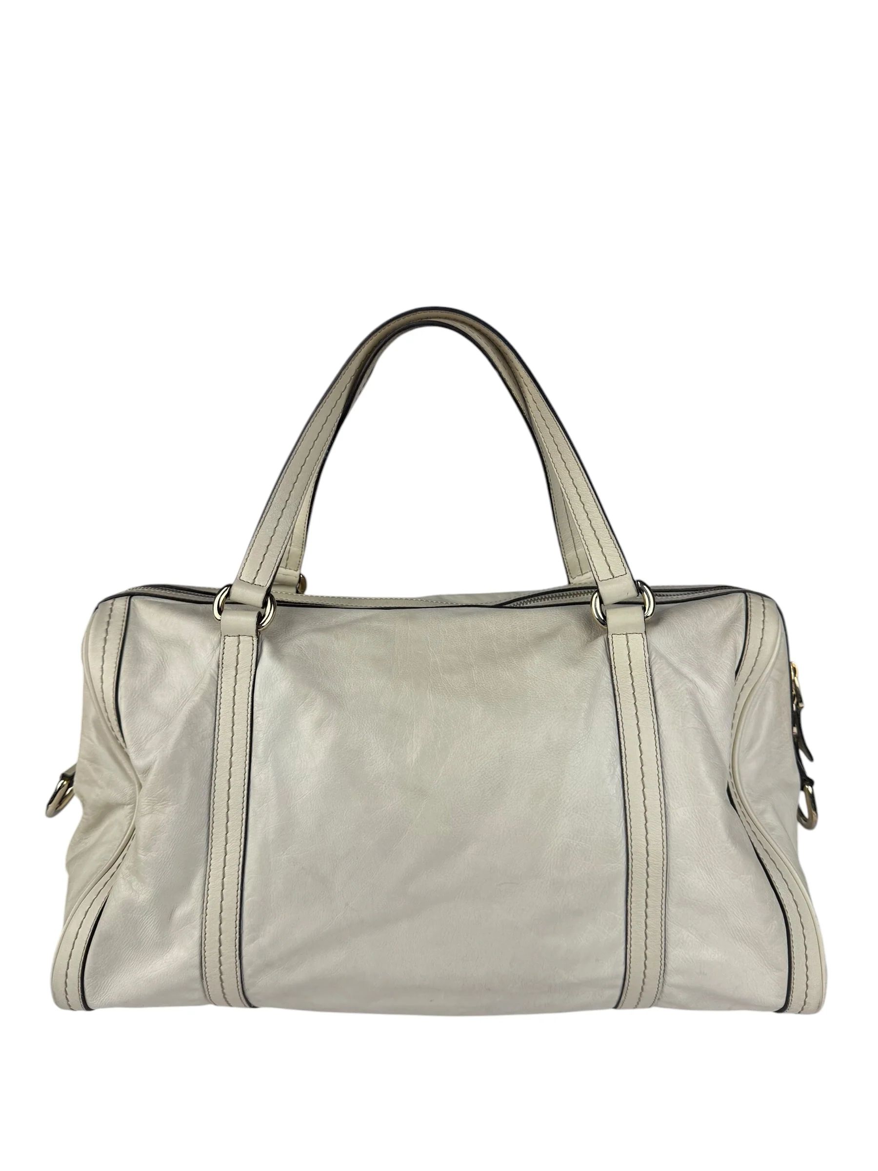 Gucci Ivory Leather Vintage Duchessa Boston Handbag - Image 12