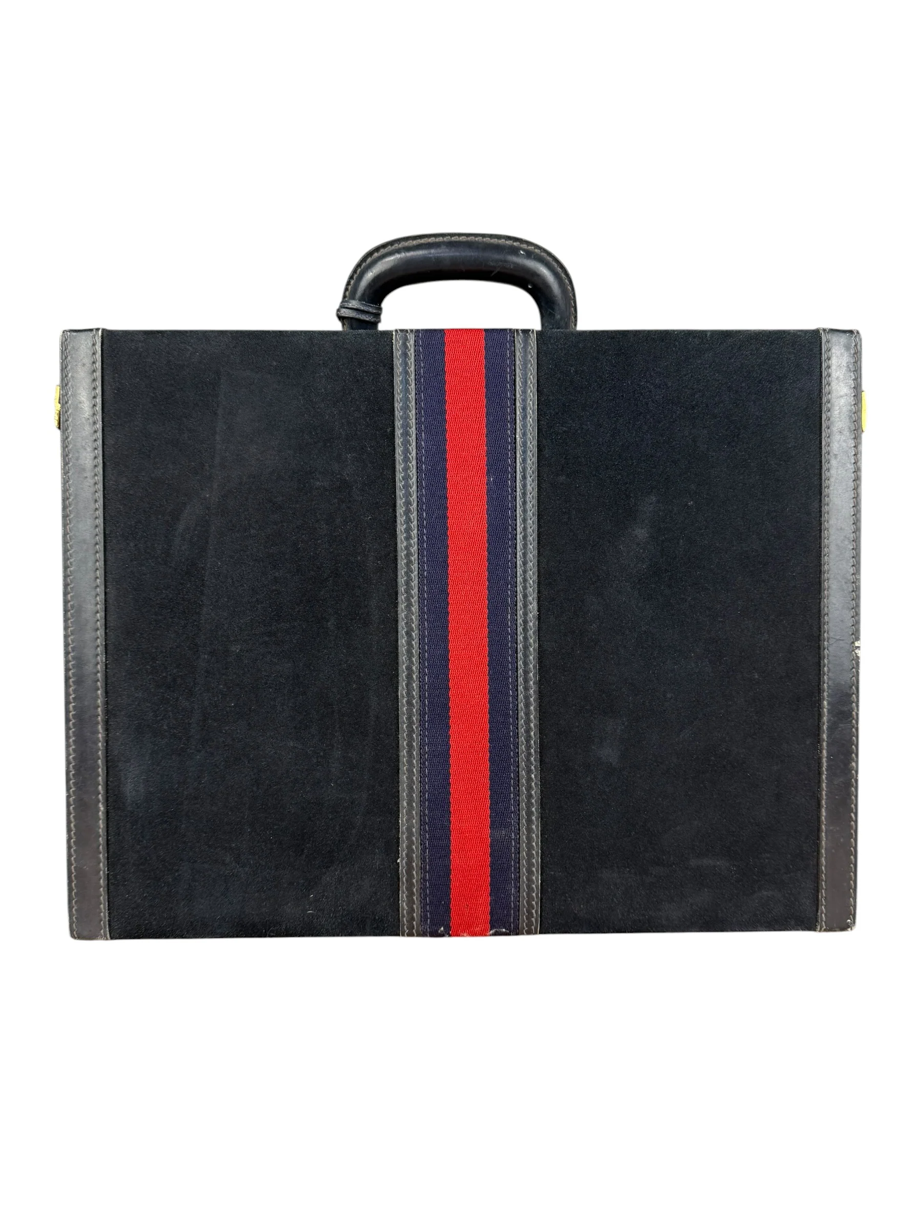 Gucci Navy Suede Vintage Briefcase - Image 11