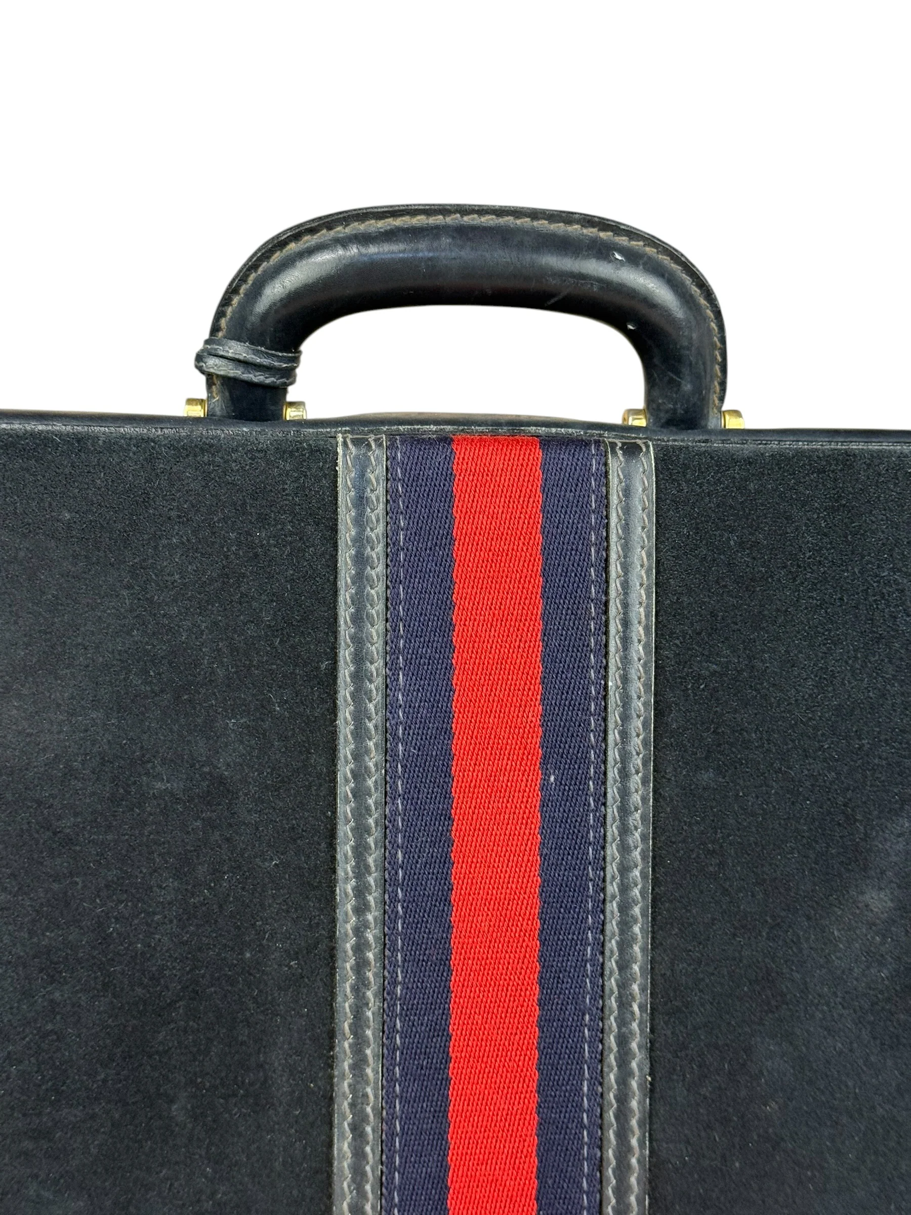 Gucci Navy Suede Vintage Briefcase - Image 13