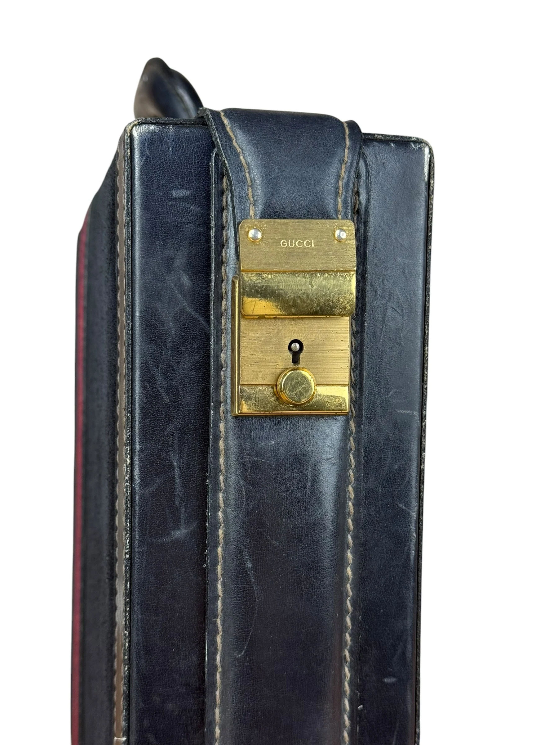 Gucci Navy Suede Vintage Briefcase - Image 18
