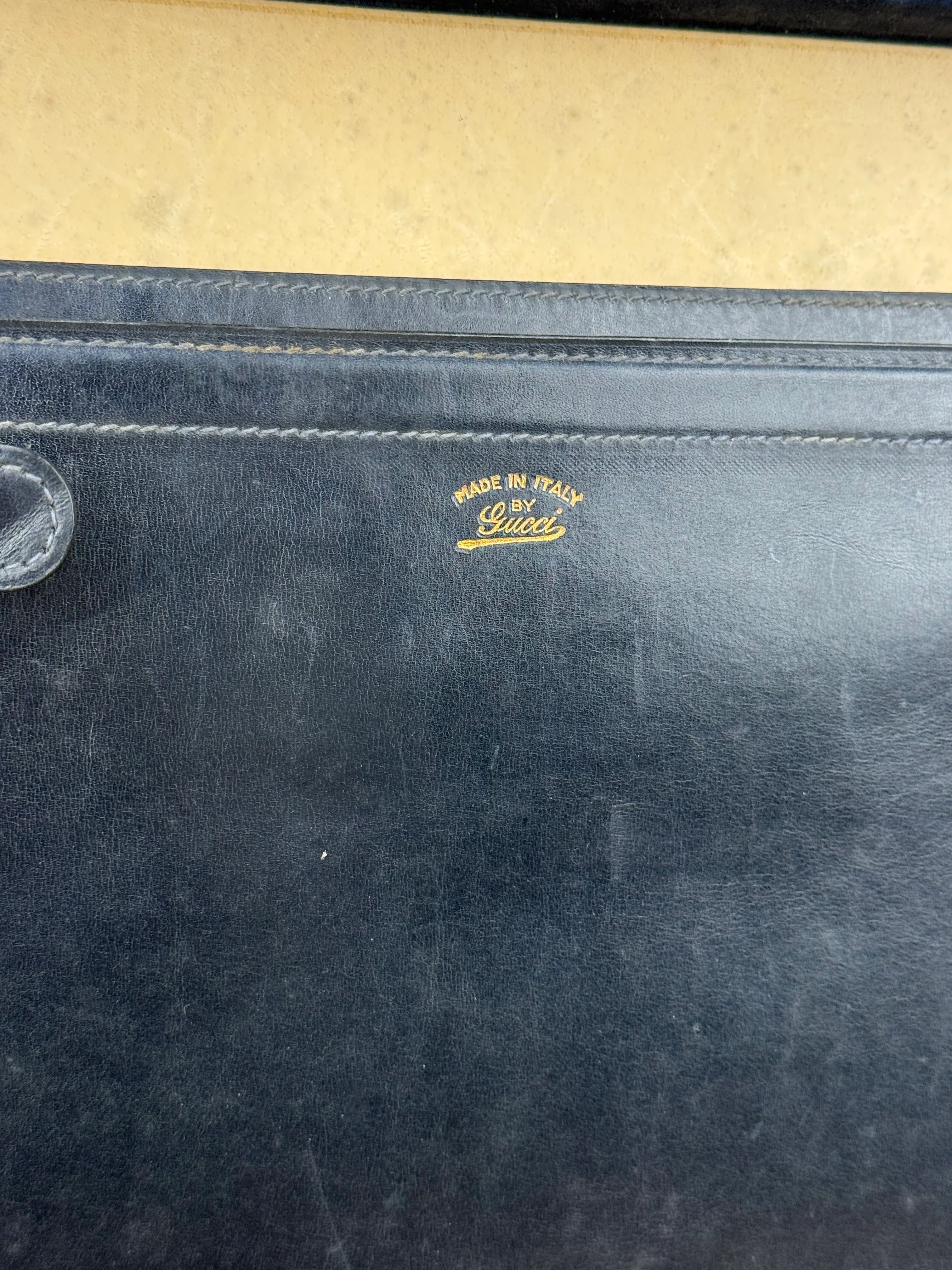 Gucci Navy Suede Vintage Briefcase - Image 24
