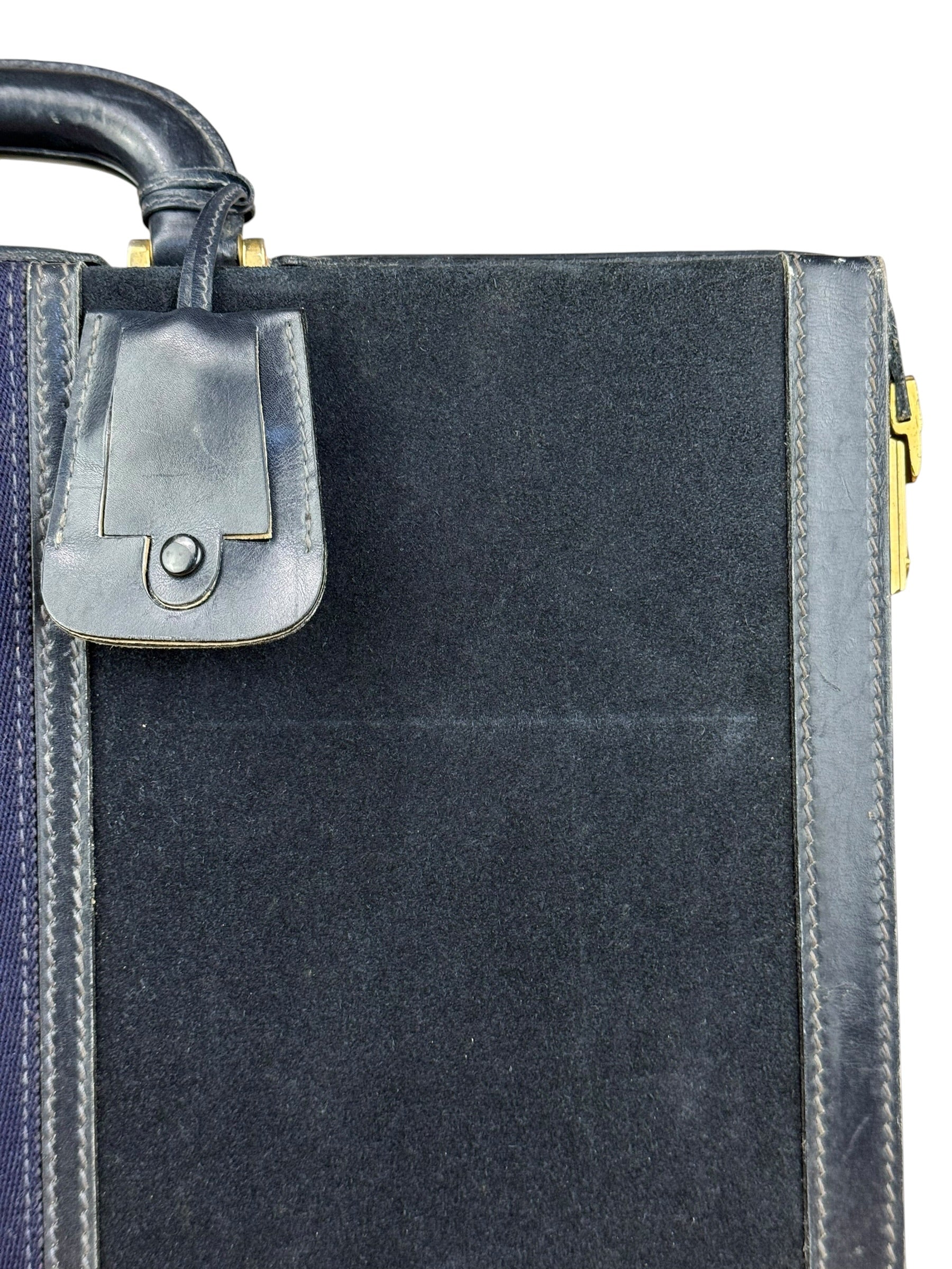 Gucci Navy Suede Vintage Briefcase - Image 3