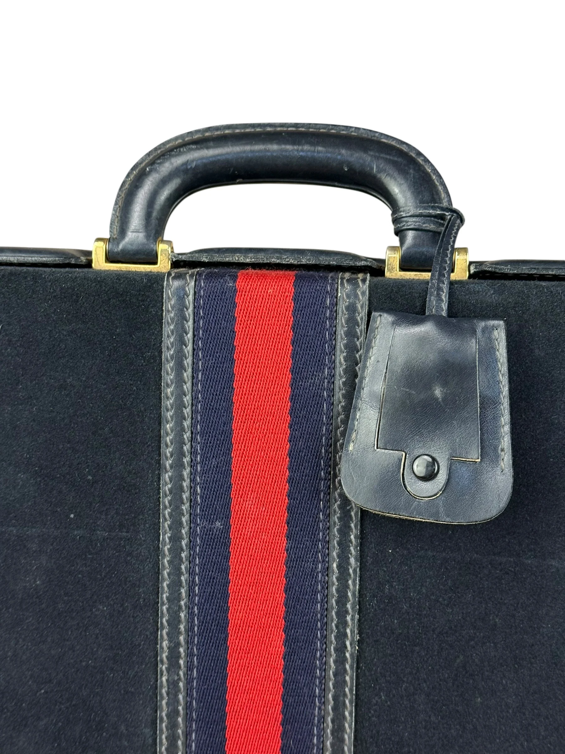 Gucci Navy Suede Vintage Briefcase - Image 4