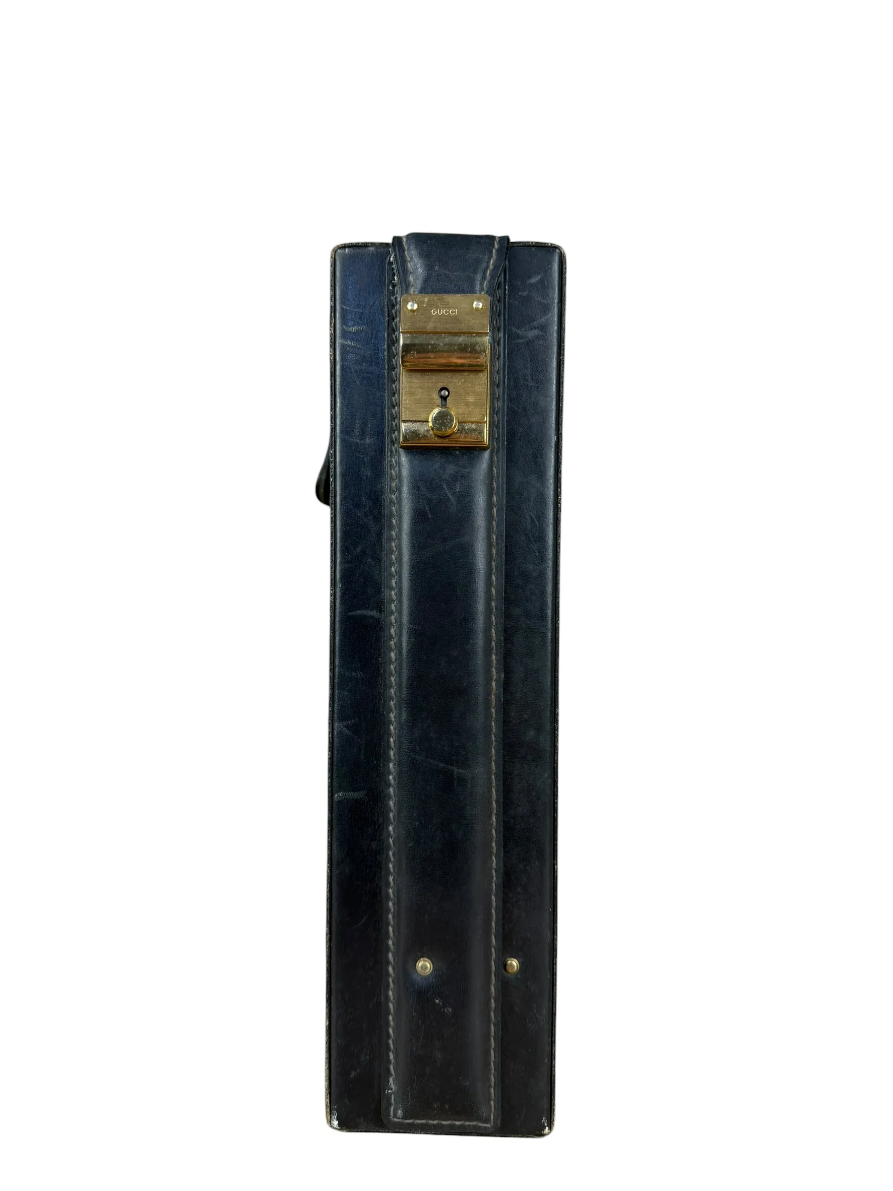 Gucci Navy Suede Vintage Briefcase - Image 8