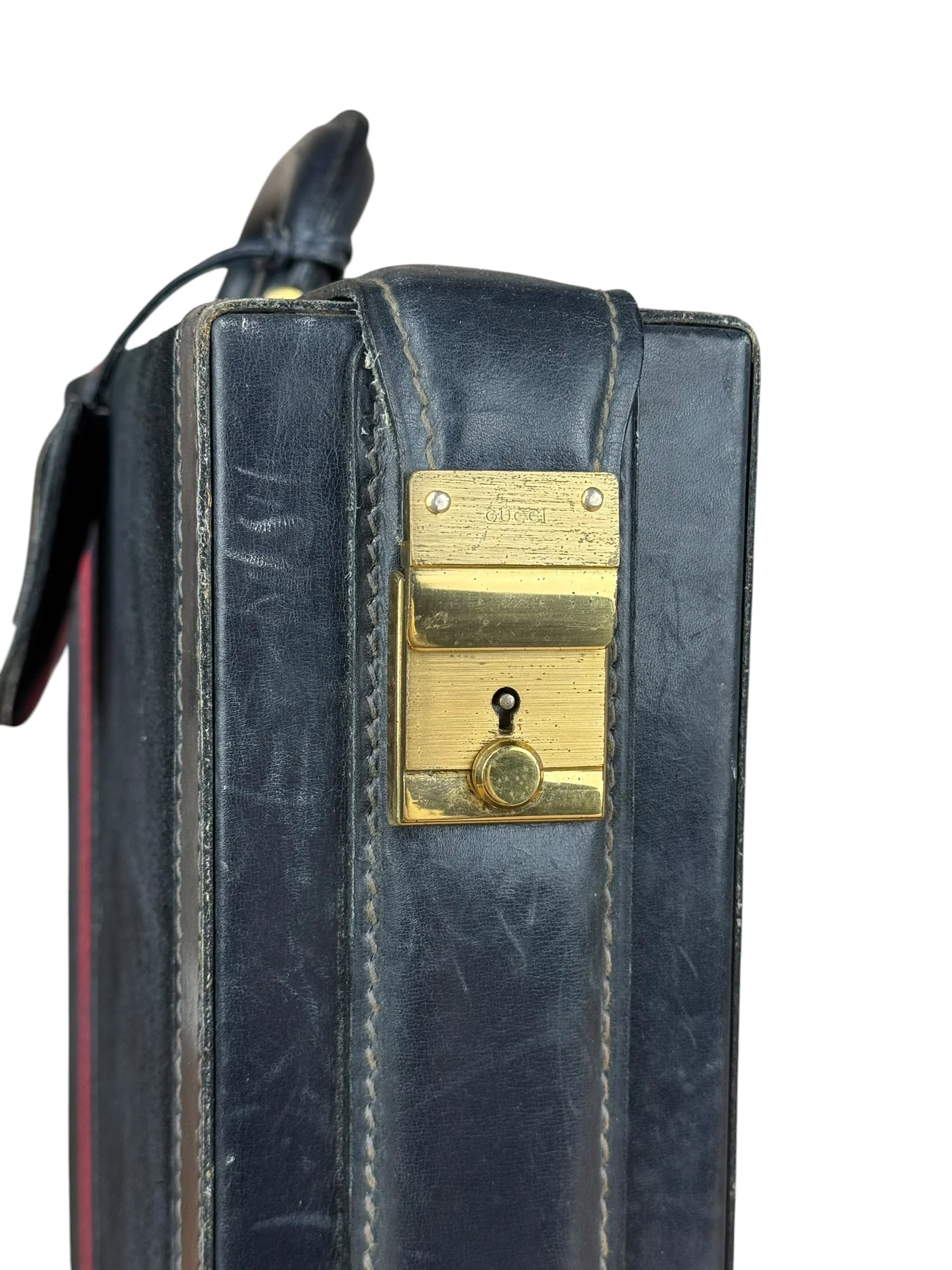 Gucci Navy Suede Vintage Briefcase - Image 9