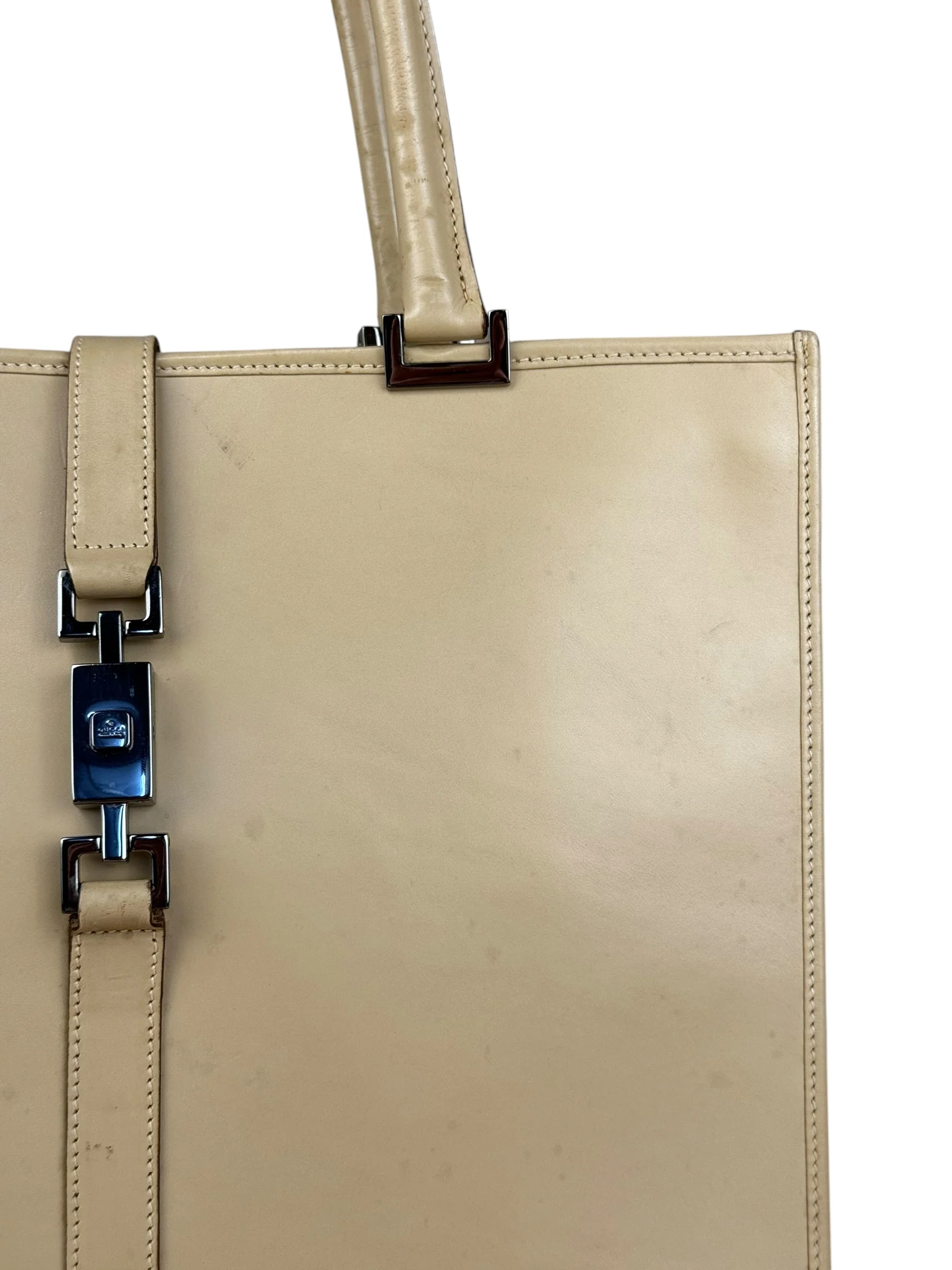 Gucci Vintage Beige Leather Jackie Tote Bag - Image 3
