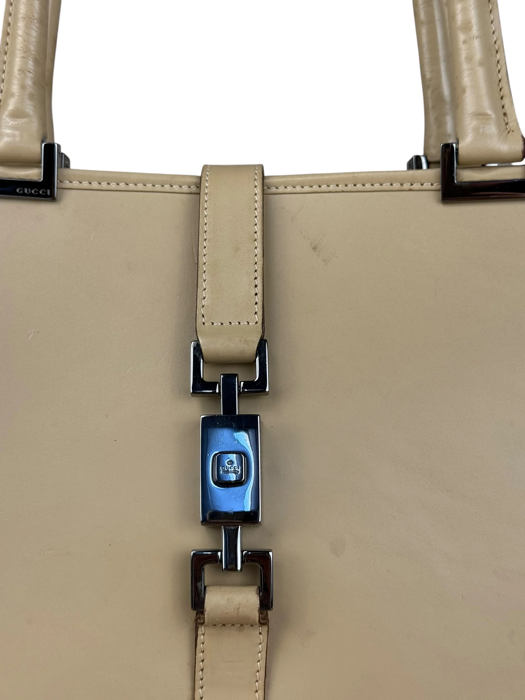 Gucci Vintage Beige Leather Jackie Tote Bag - Image 4