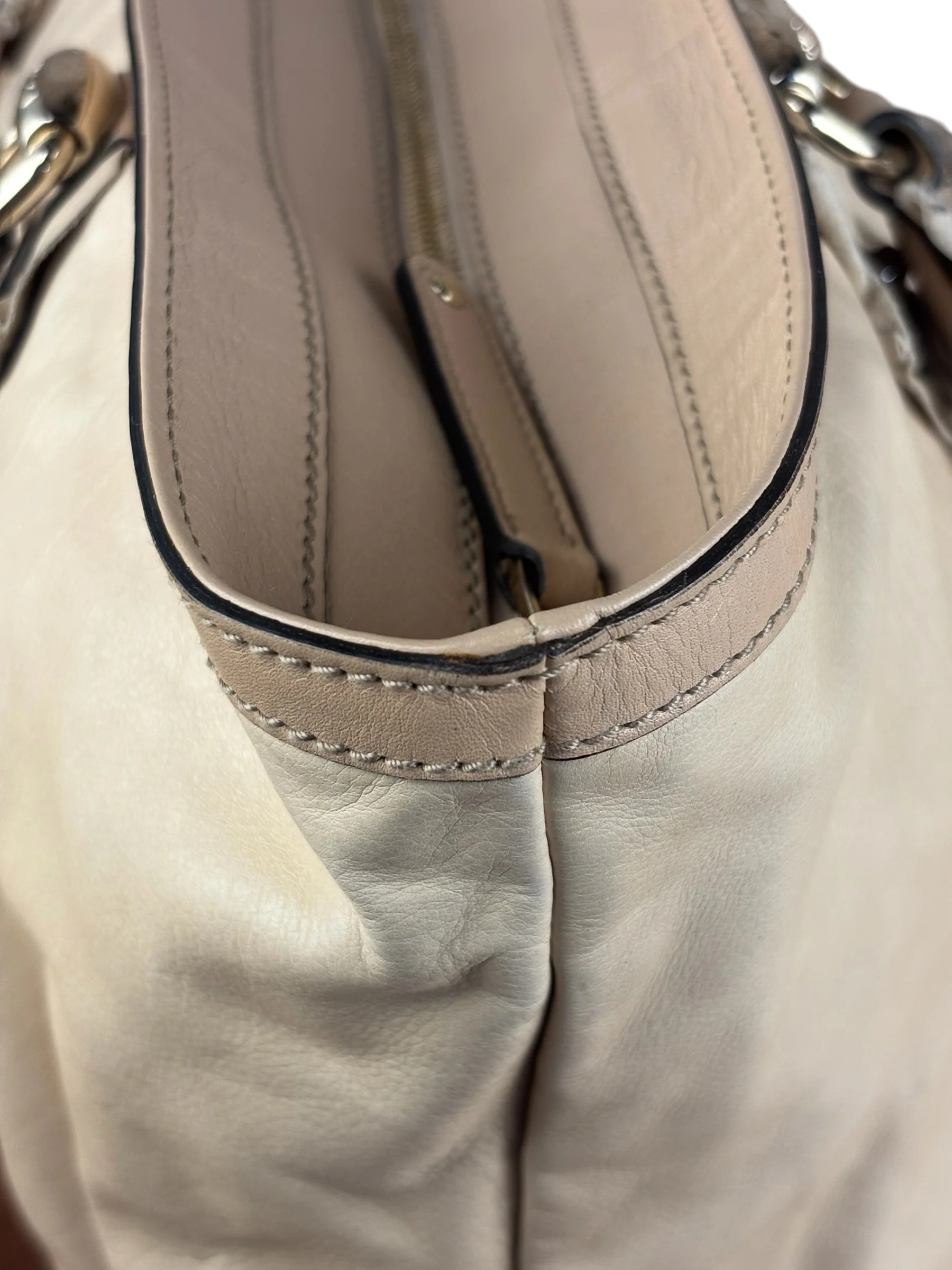 Gucci Vintage Beige Leather Ruched Handle Tote - Image 18