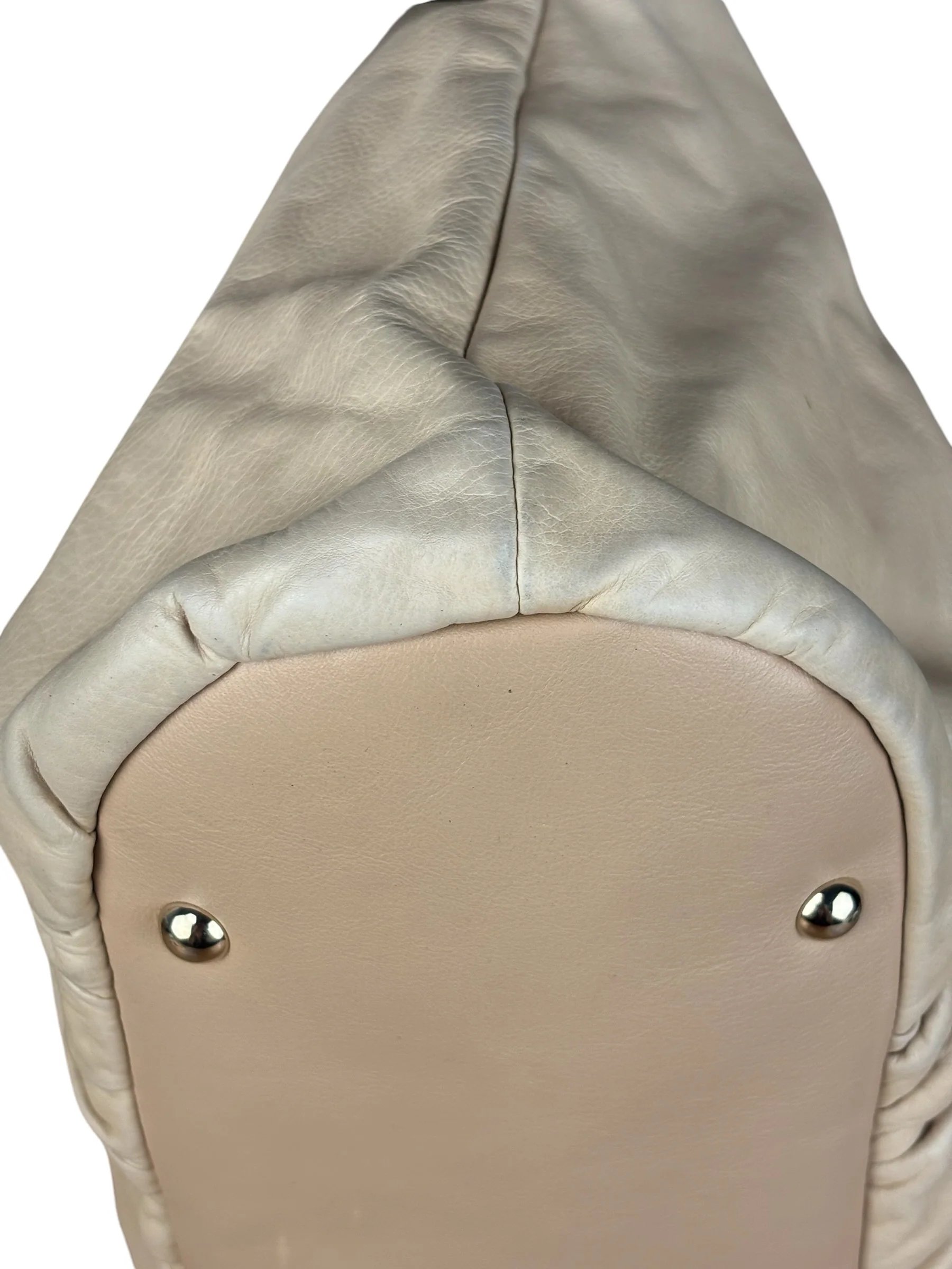Gucci Vintage Beige Leather Ruched Handle Tote - Image 6